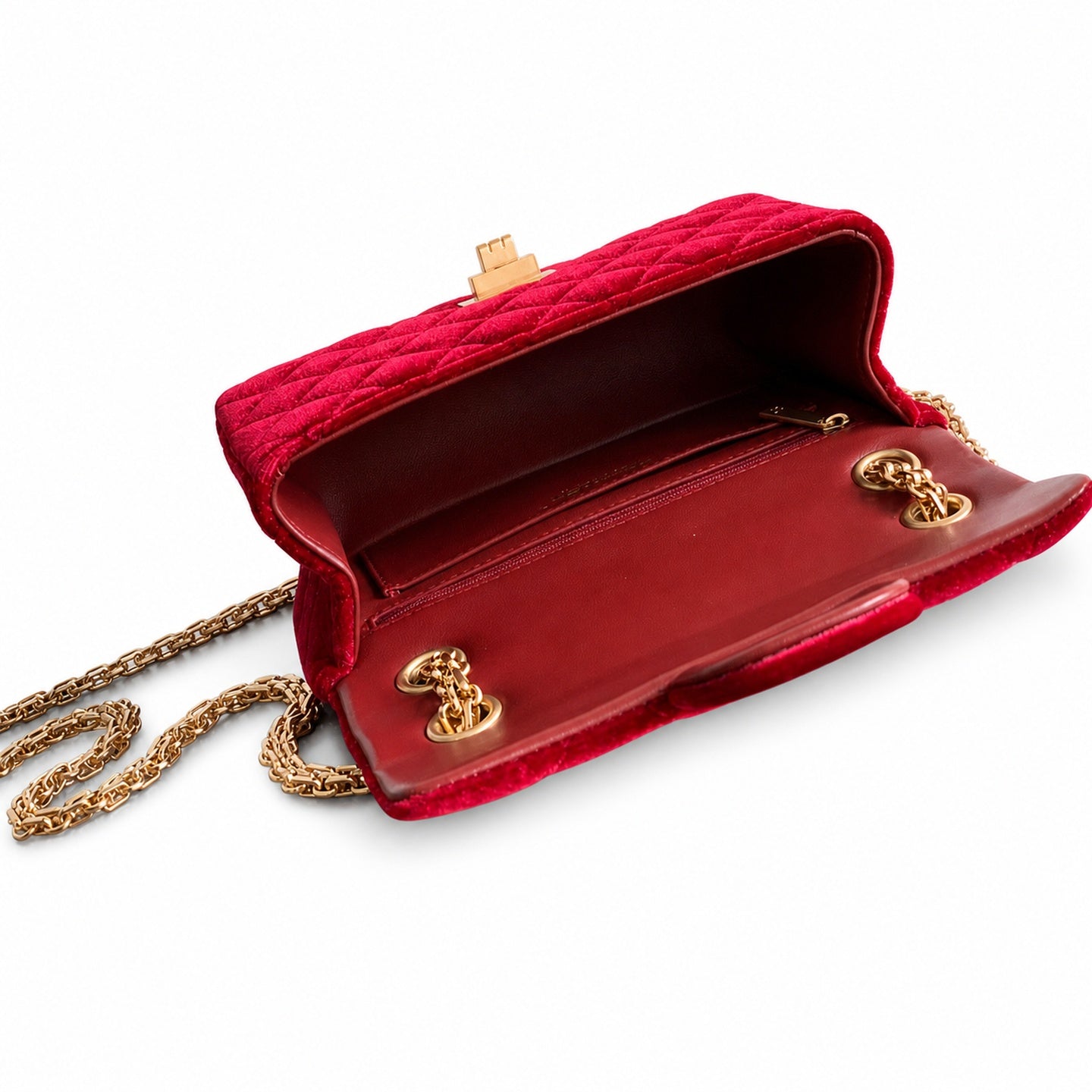 Chanel Mini Silk Velvet Tweed Leather Black Red Gold Charm