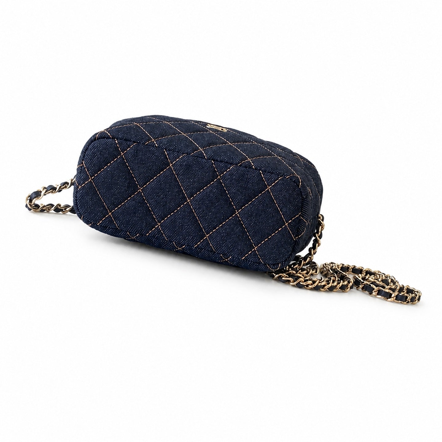 Chanel Small Denim Leather Black Gold Bag