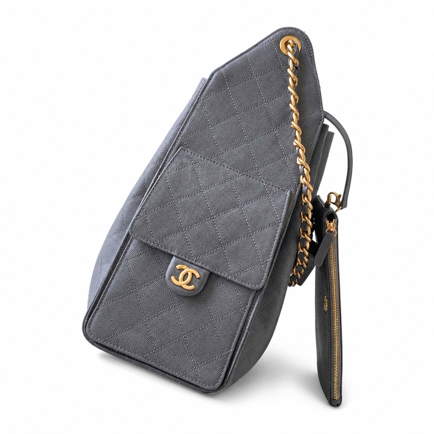 Chanel Medium Leather Black Gold Bag