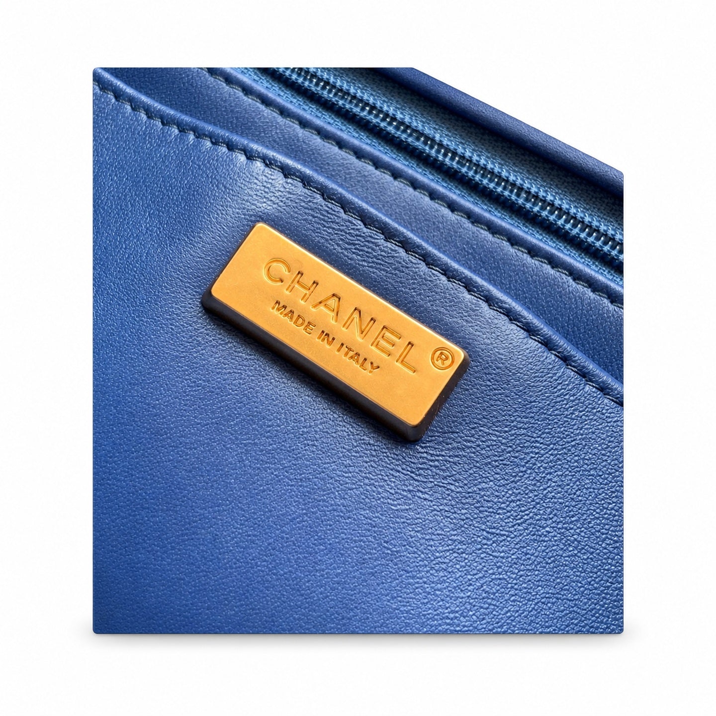Chanel Suede Patent Leather Blue Handbag