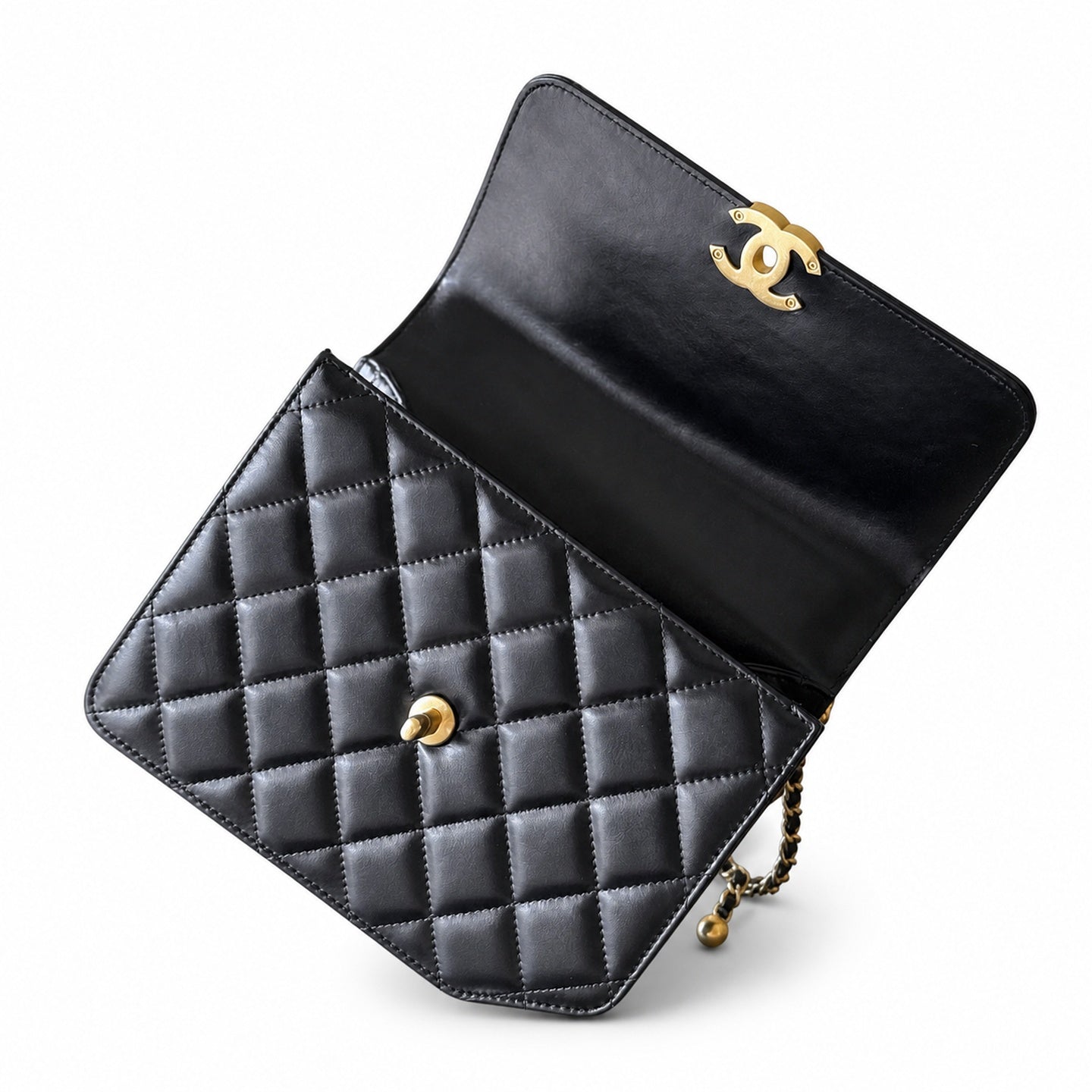 Chanel Large Leather Gold Wallet on Chain