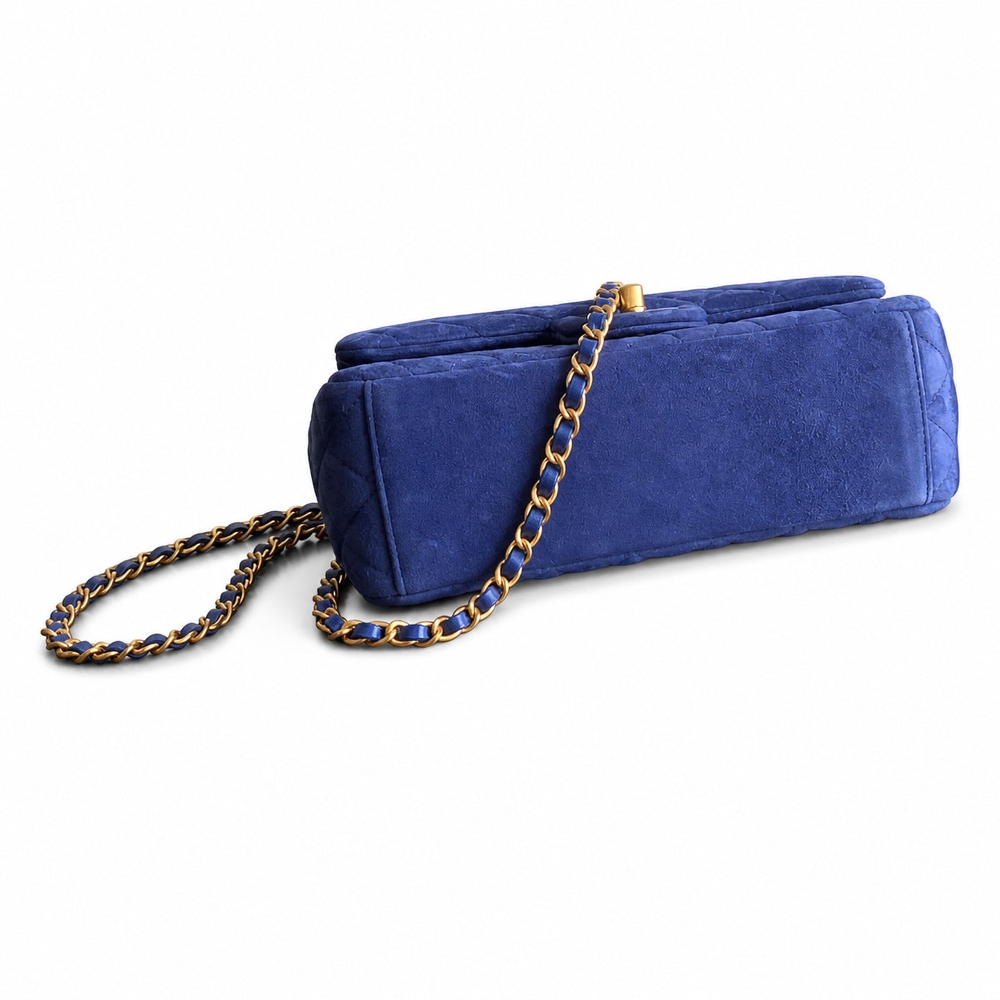 Chanel Suede Patent Leather Blue Handbag