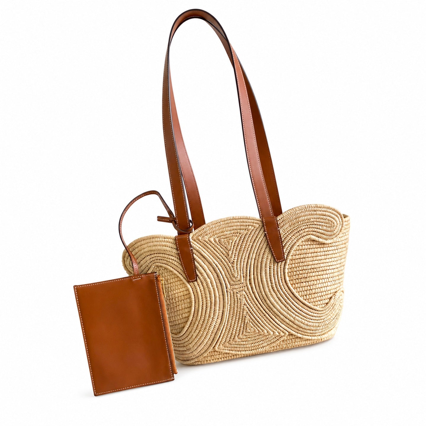 Celine Triomphe Small Leather Beige Gold Bag