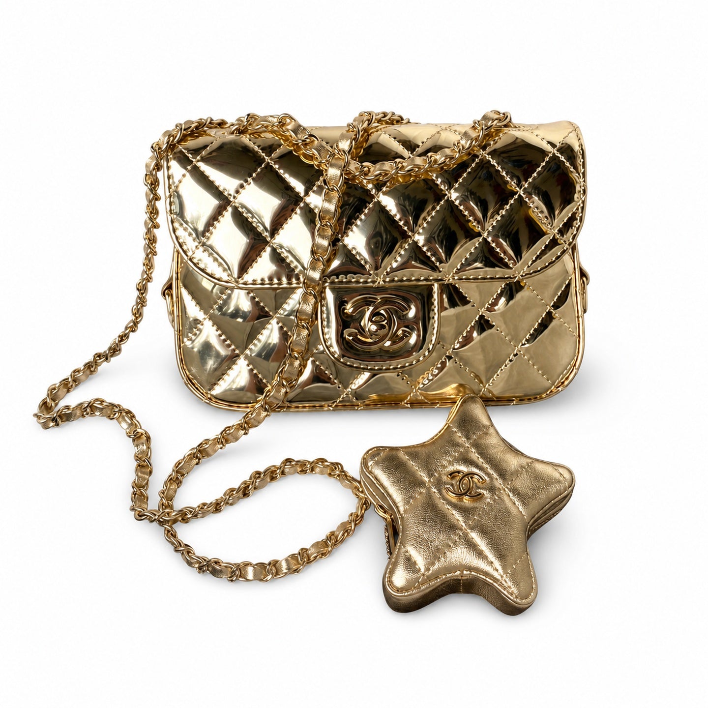 Chanel Small Gold Silver Bag