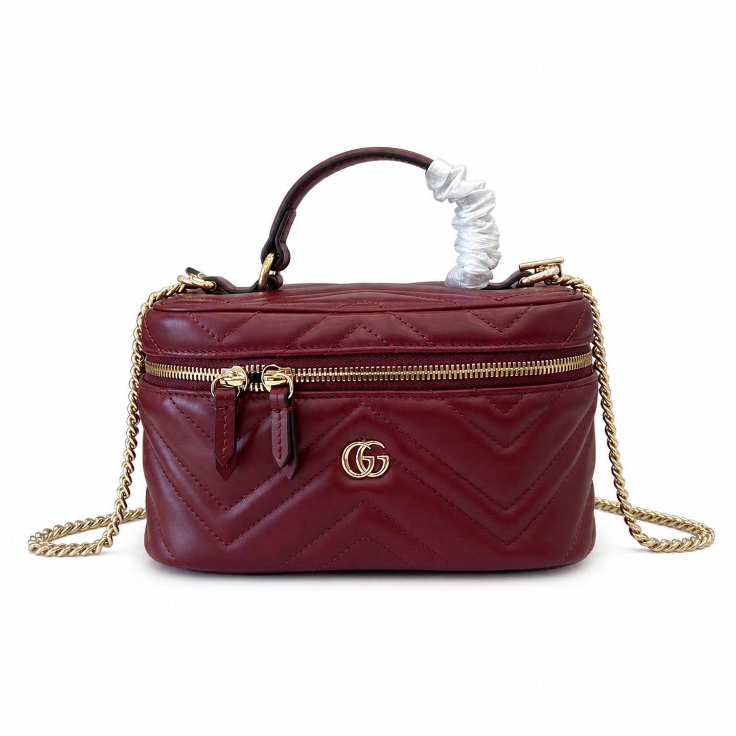 Gucci GG Marmont Quilted Leather Red Gold Bag