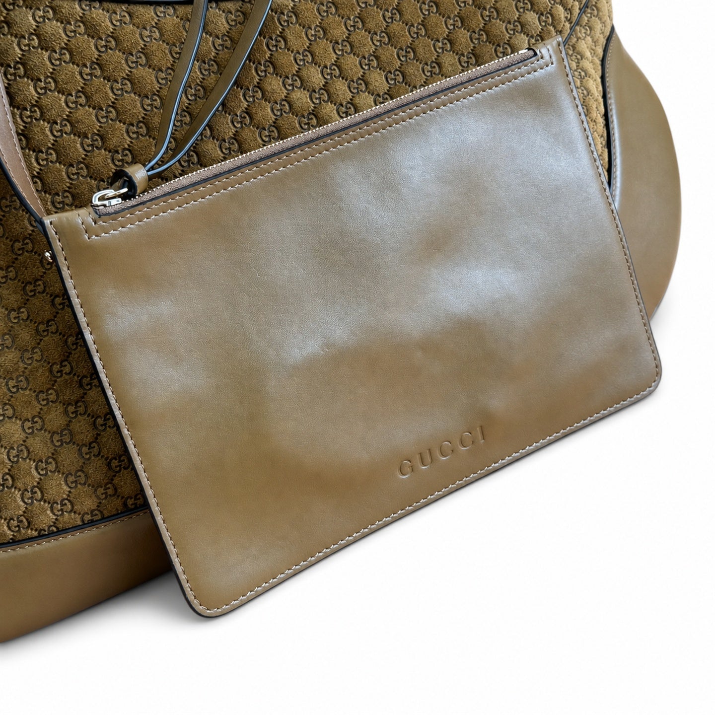 Gucci Medium Canvas Leather Brown Green Bag