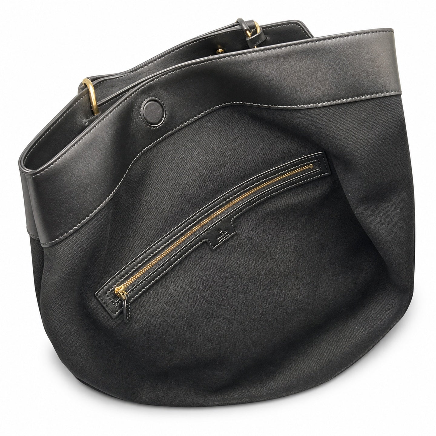 Gucci Horsebit Cotton Leather Black Gold Bag