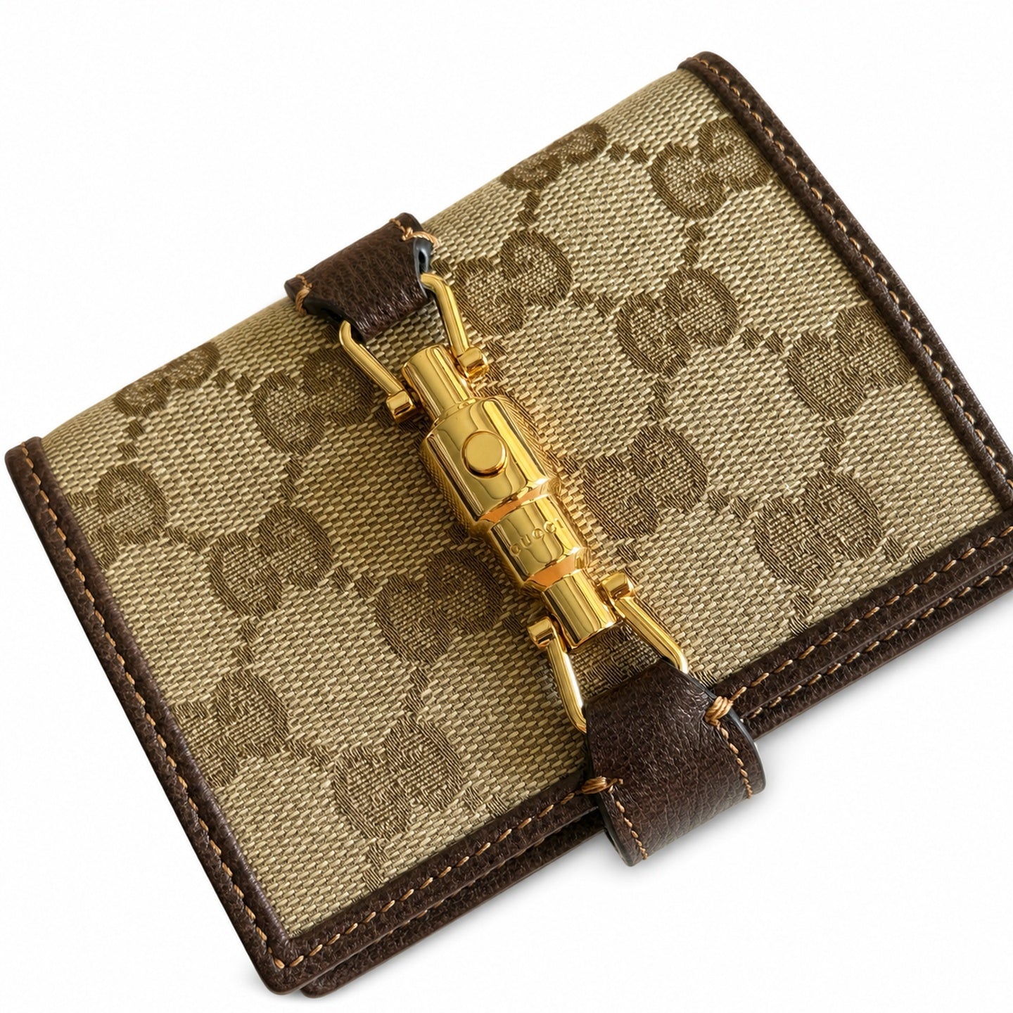 Gucci Jackie 1961 Small Canvas Leather Brown Gold Bag
