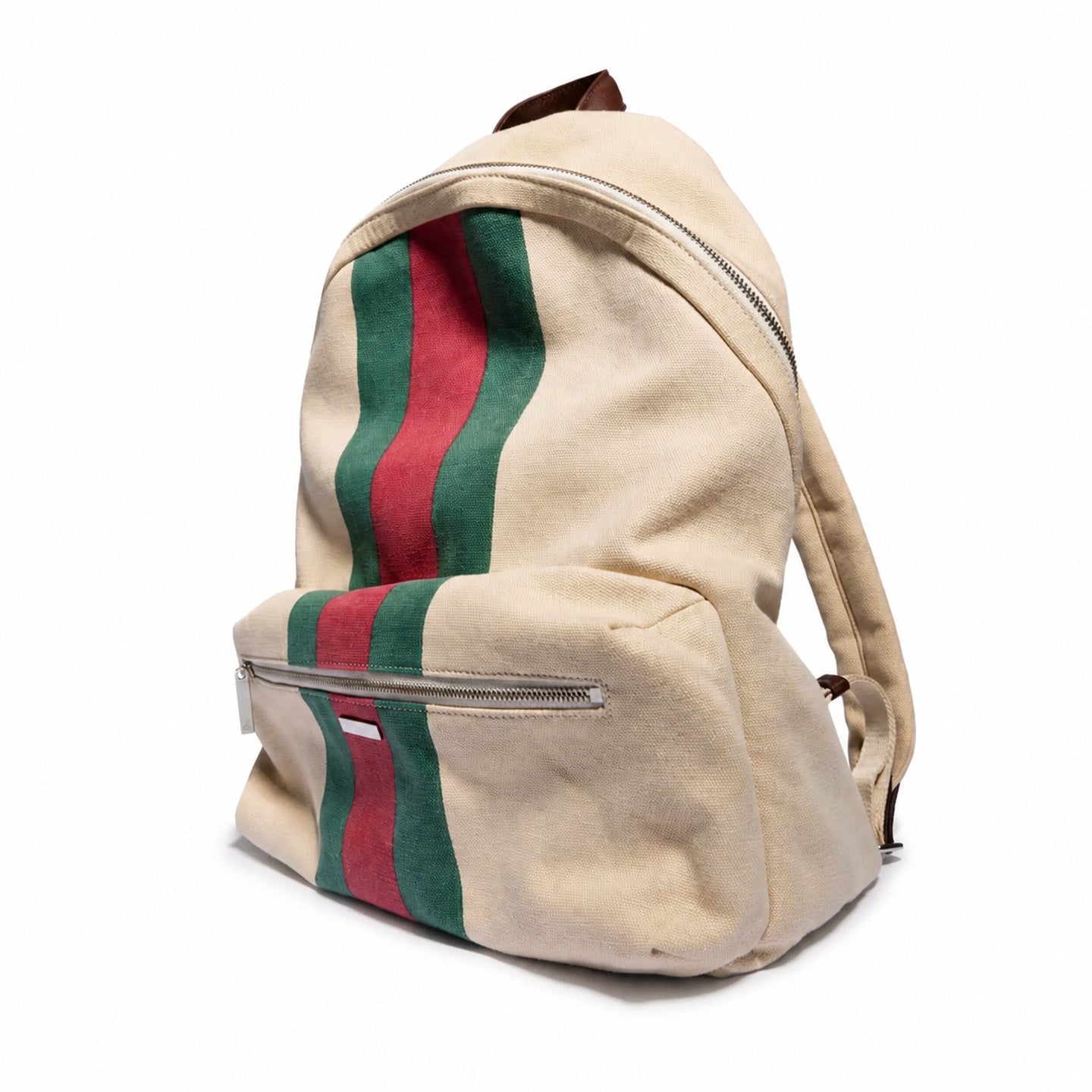 Gucci Quilted Cotton Canvas Leather Brown Red Green Backpack