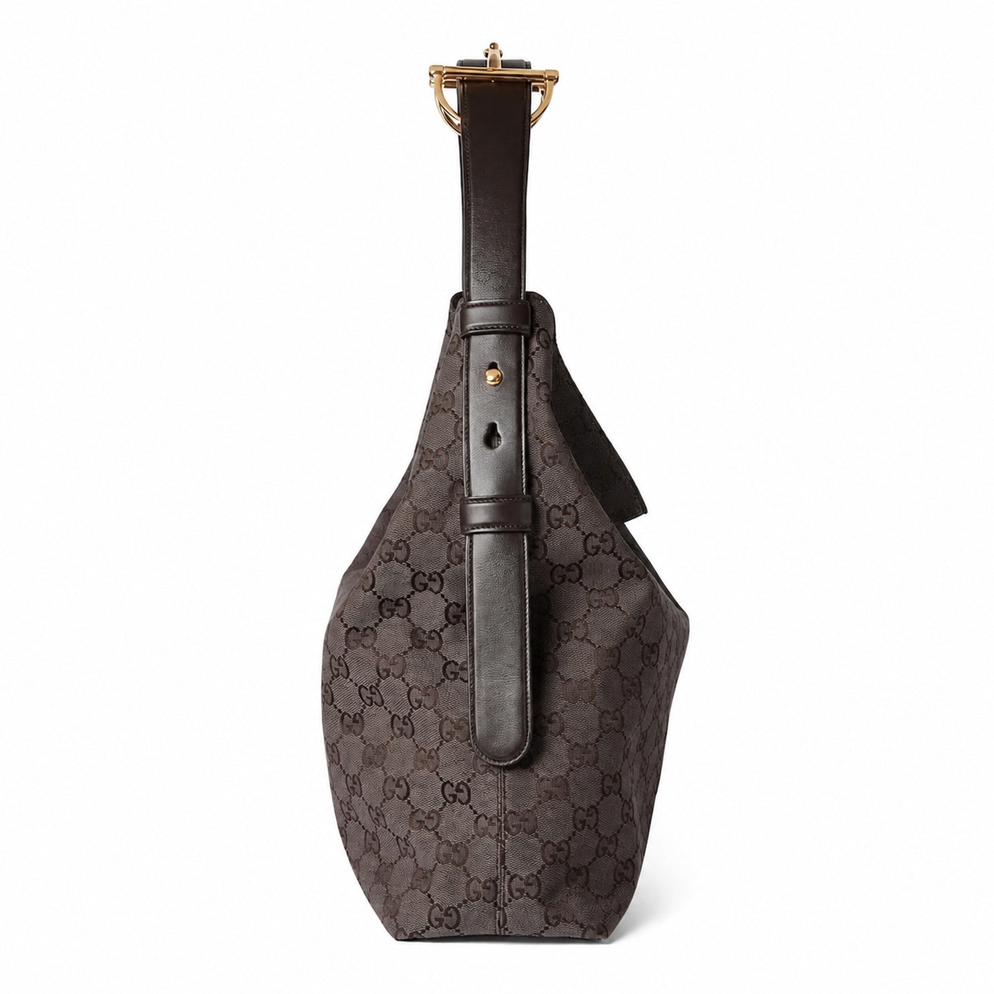 Gucci Horsebit Cotton Canvas Beige Brown Gold Handbag
