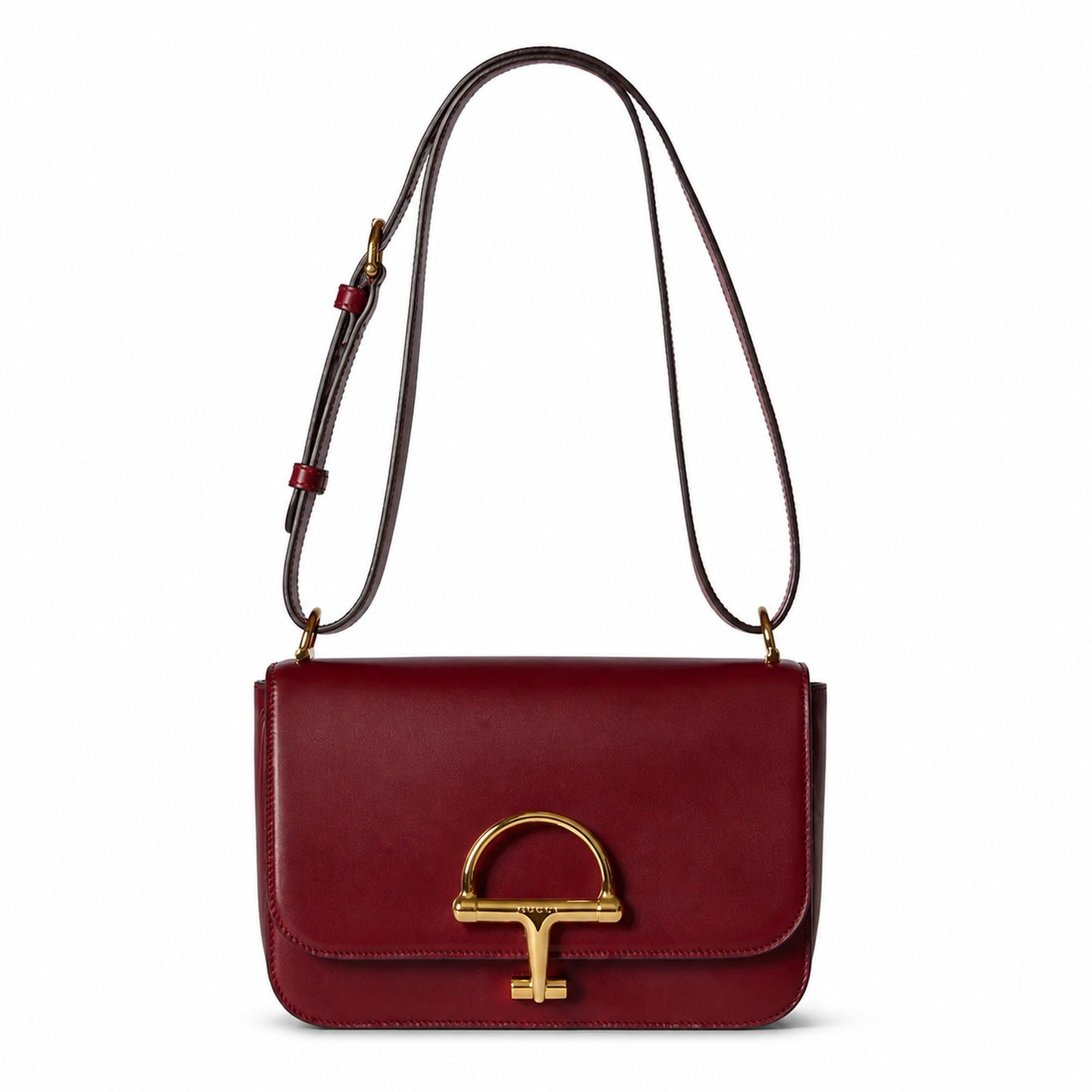 Gucci Horsebit Small Leather Red Gold Shoulder Bag