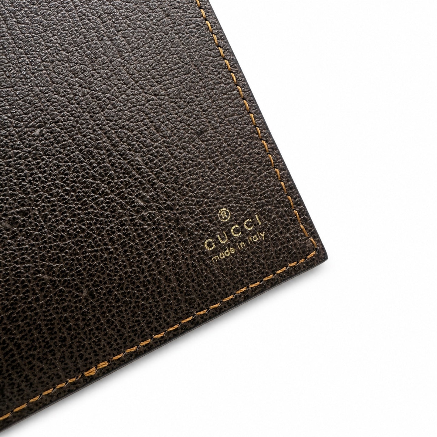Gucci Canvas Leather Brown Gold Silver Passport Holder