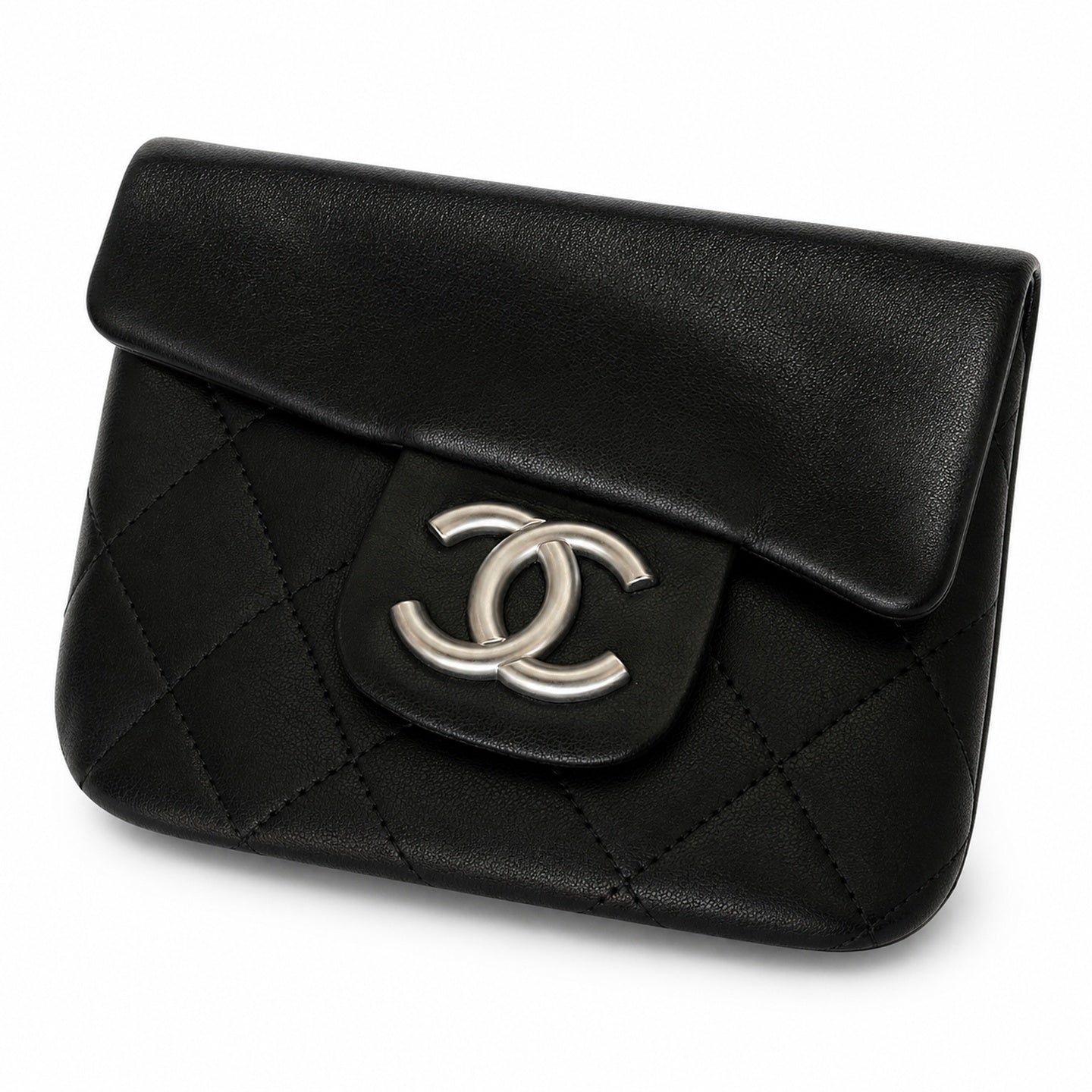 Chanel Black Silver Hobo Bag