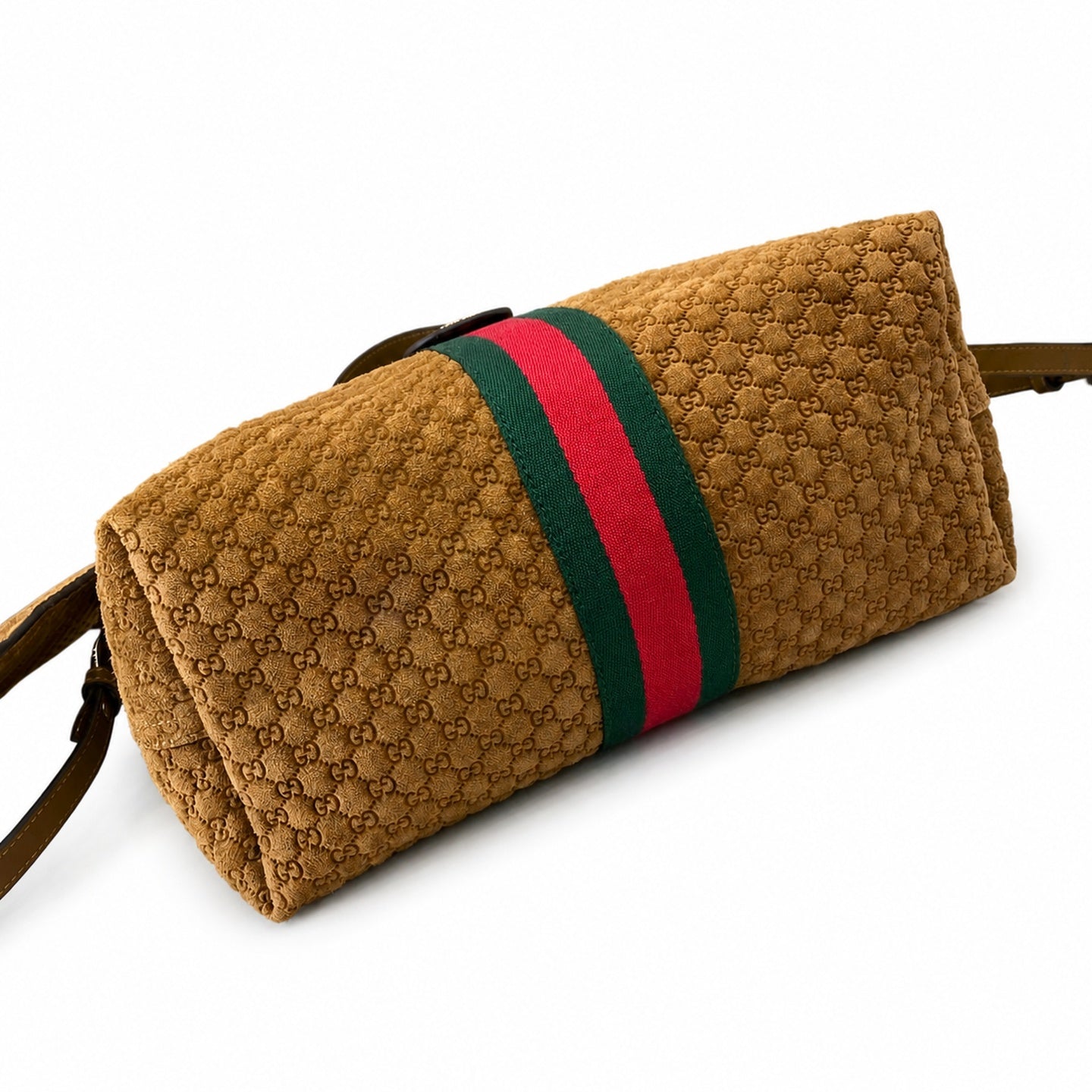Gucci Giglio Small Cotton Suede Canvas Velvet Leather Brown Red Green Gold Tote Bag