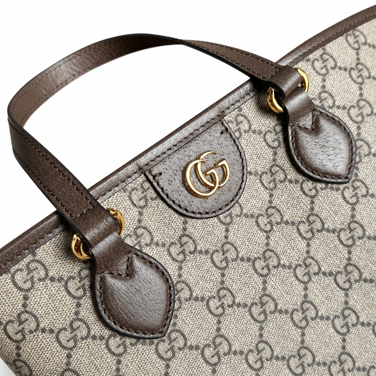 Gucci Supreme Cotton Canvas Leather Beige Brown Gold Wallet