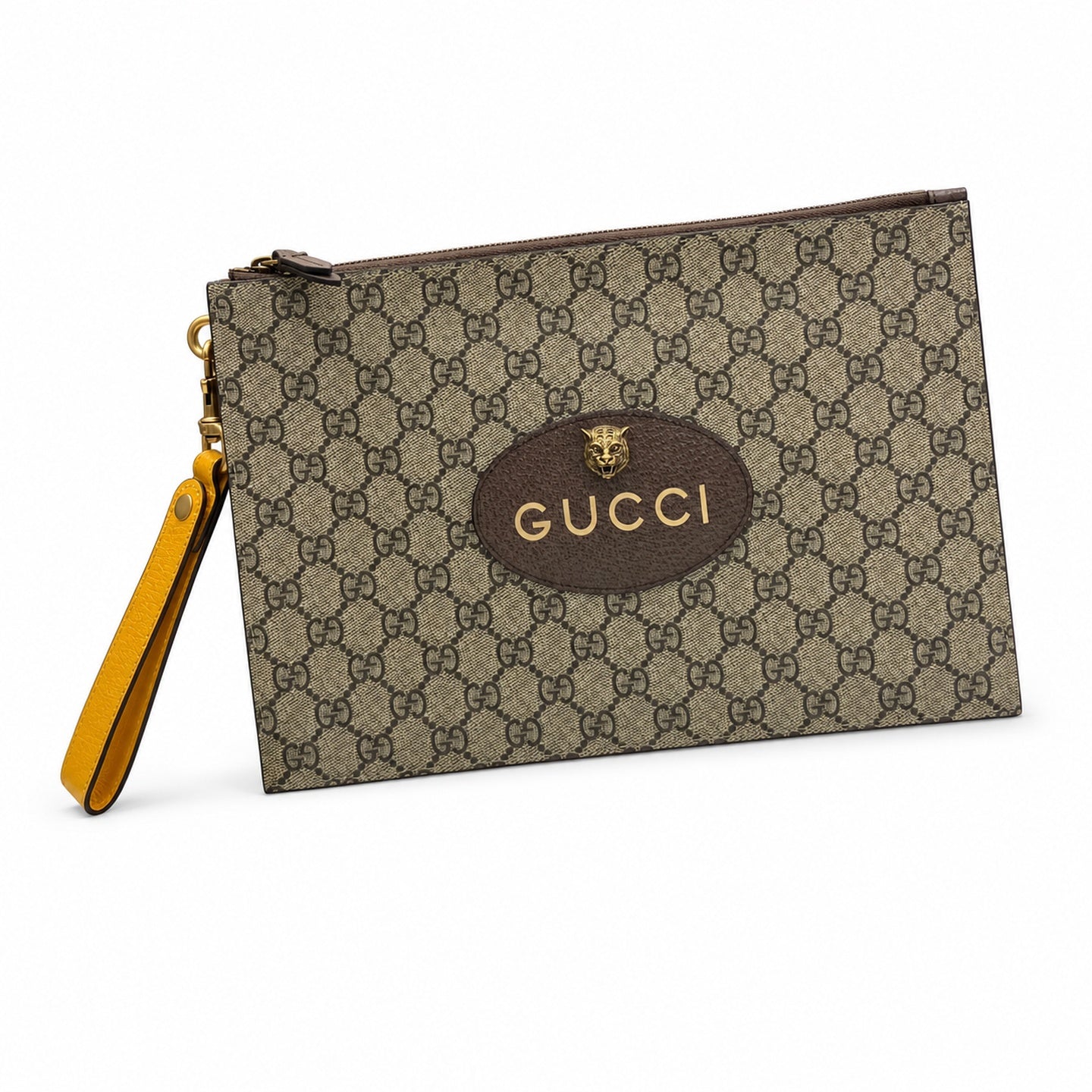 Gucci Ophidia Supreme Canvas Leather Check Beige Brown Yellow Gold Handbag