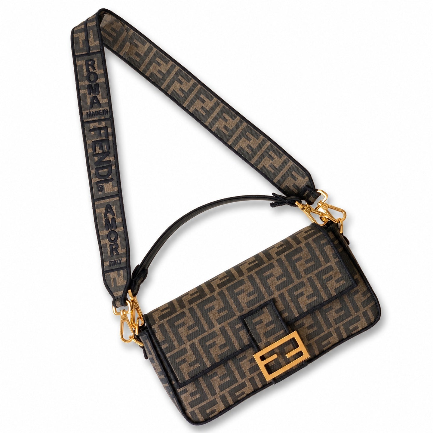 Fendi Baguette Medium Embroidered Black Handbag