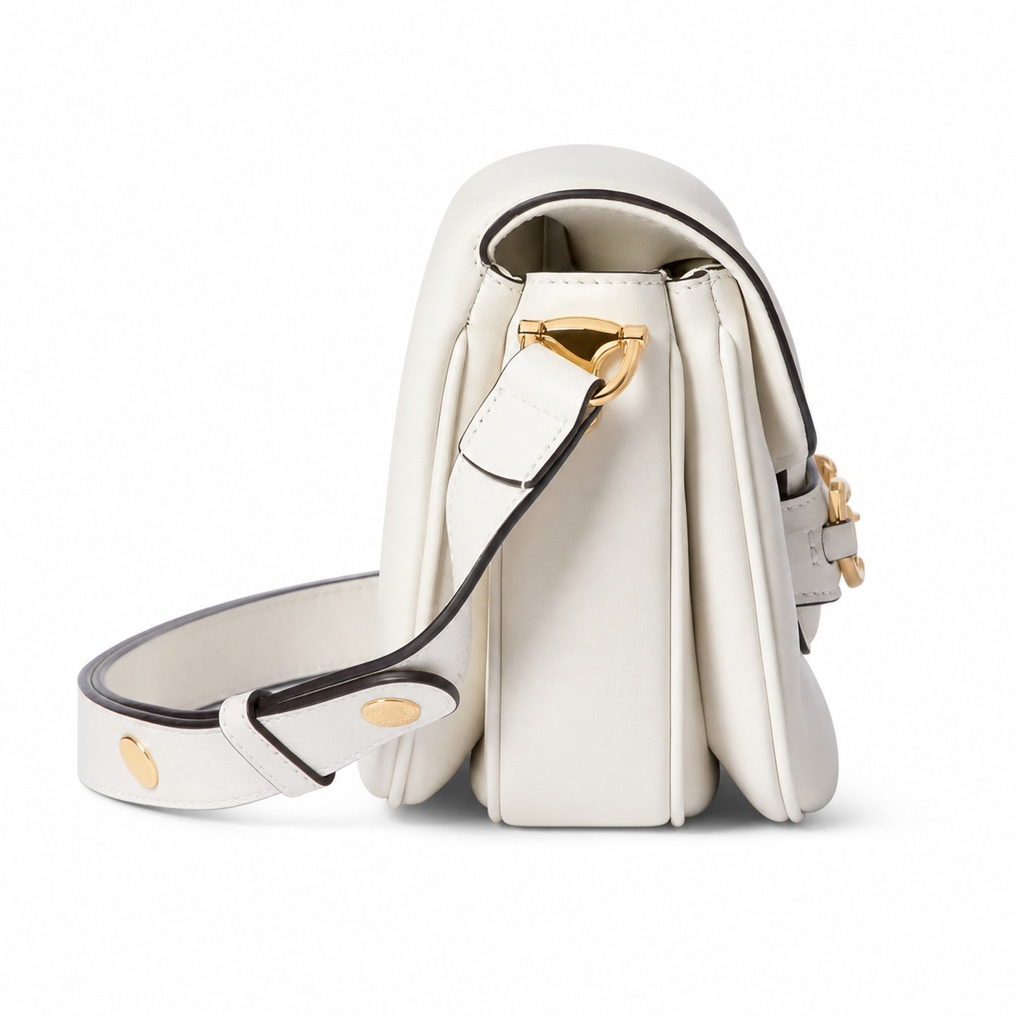 Gucci Horsebit 1955 Leather White Gold Shoulder Bag