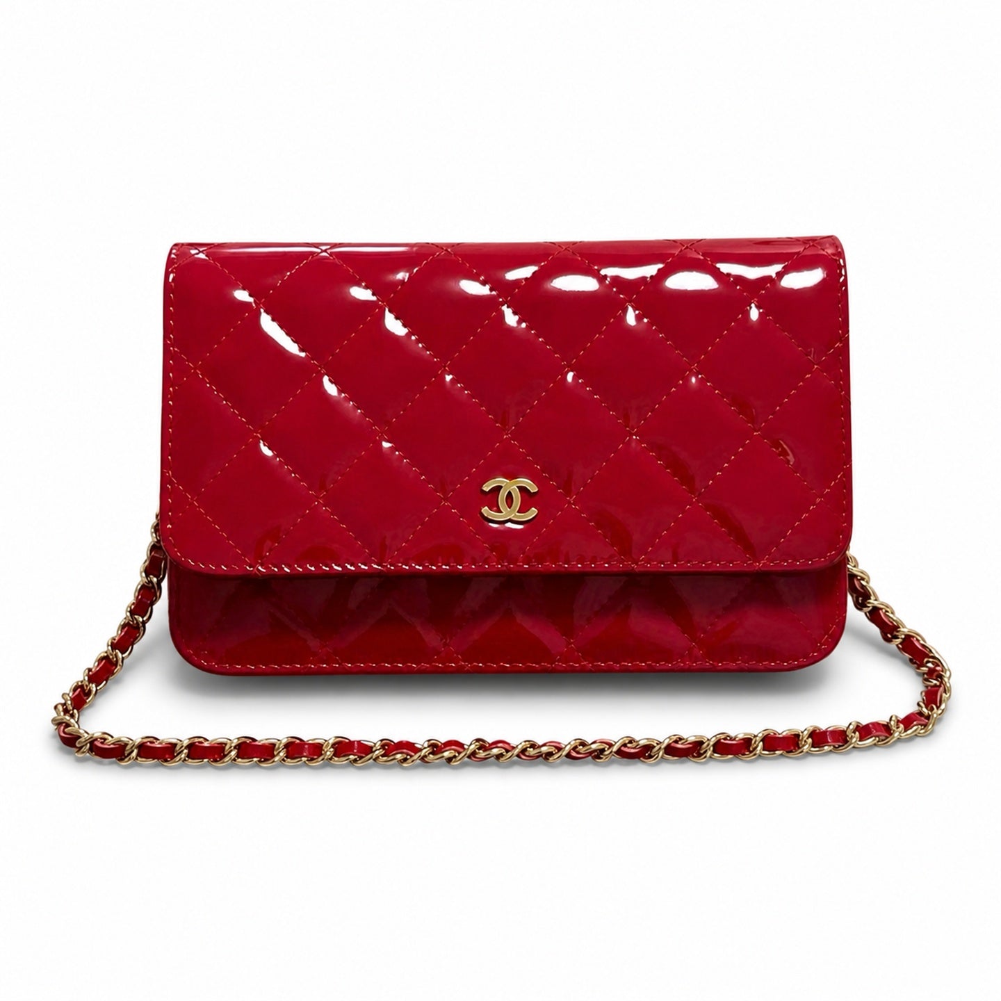 Chanel Small Patent Leather Gold Silver Bag