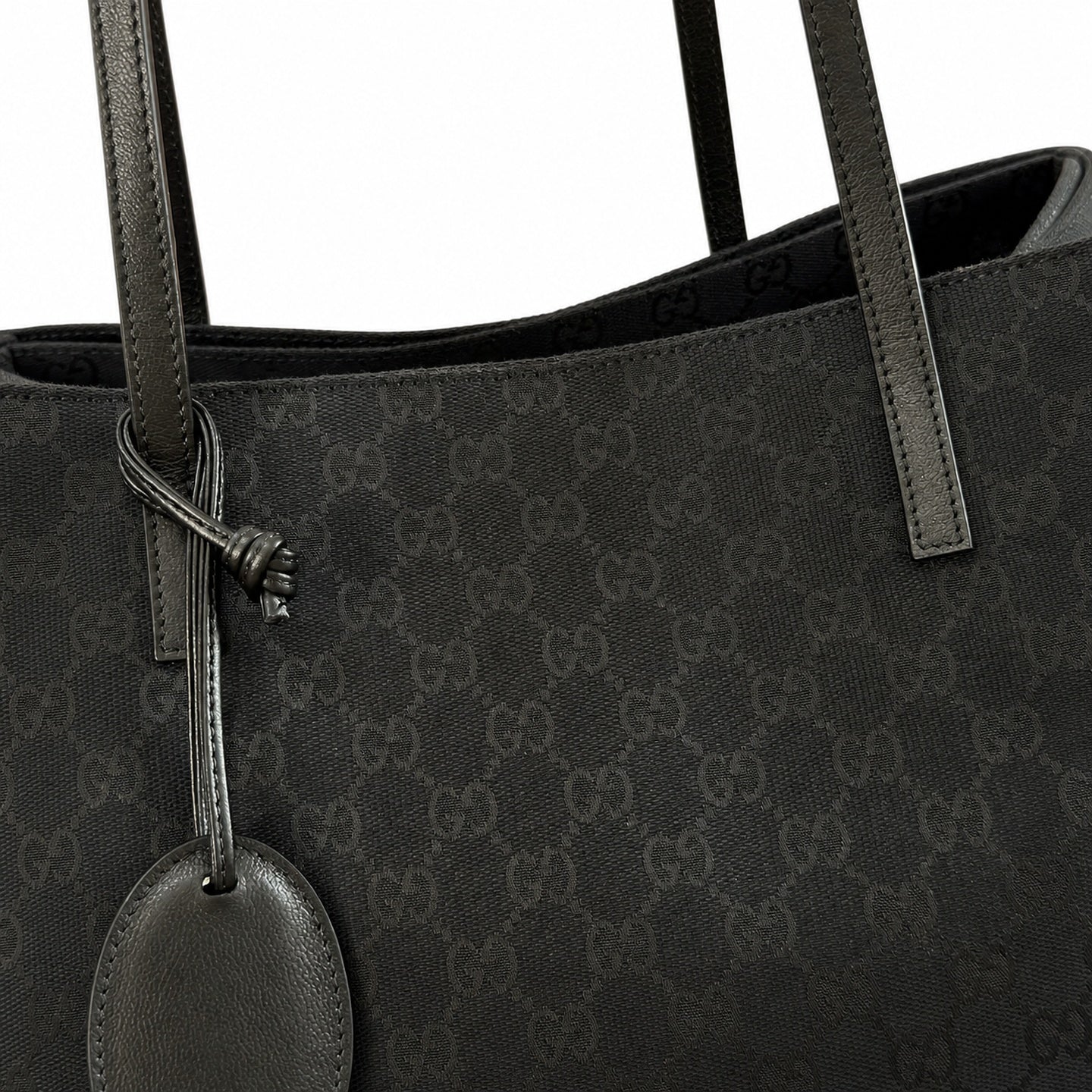 Gucci Canvas Leather Black Brown Gold Bag