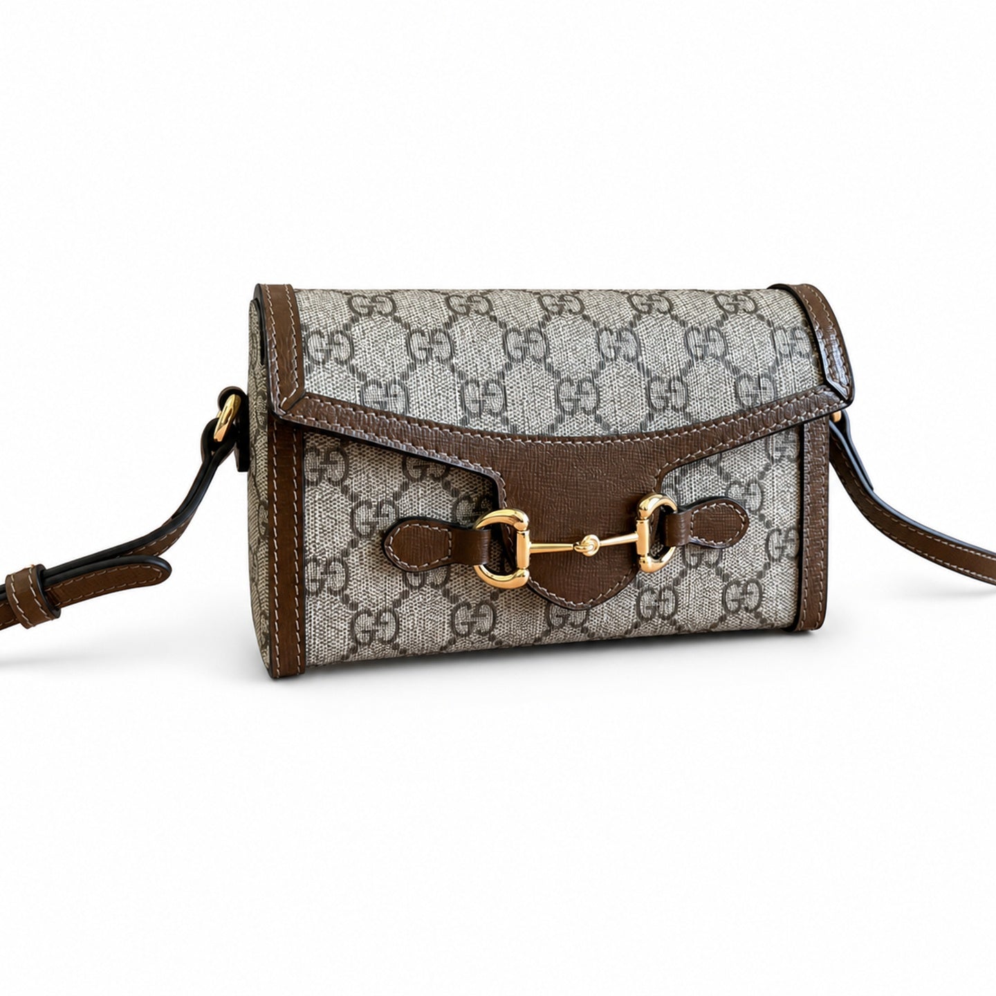 Gucci Horsebit 1955 Mini Cotton Canvas Leather Black Beige Brown Handbag