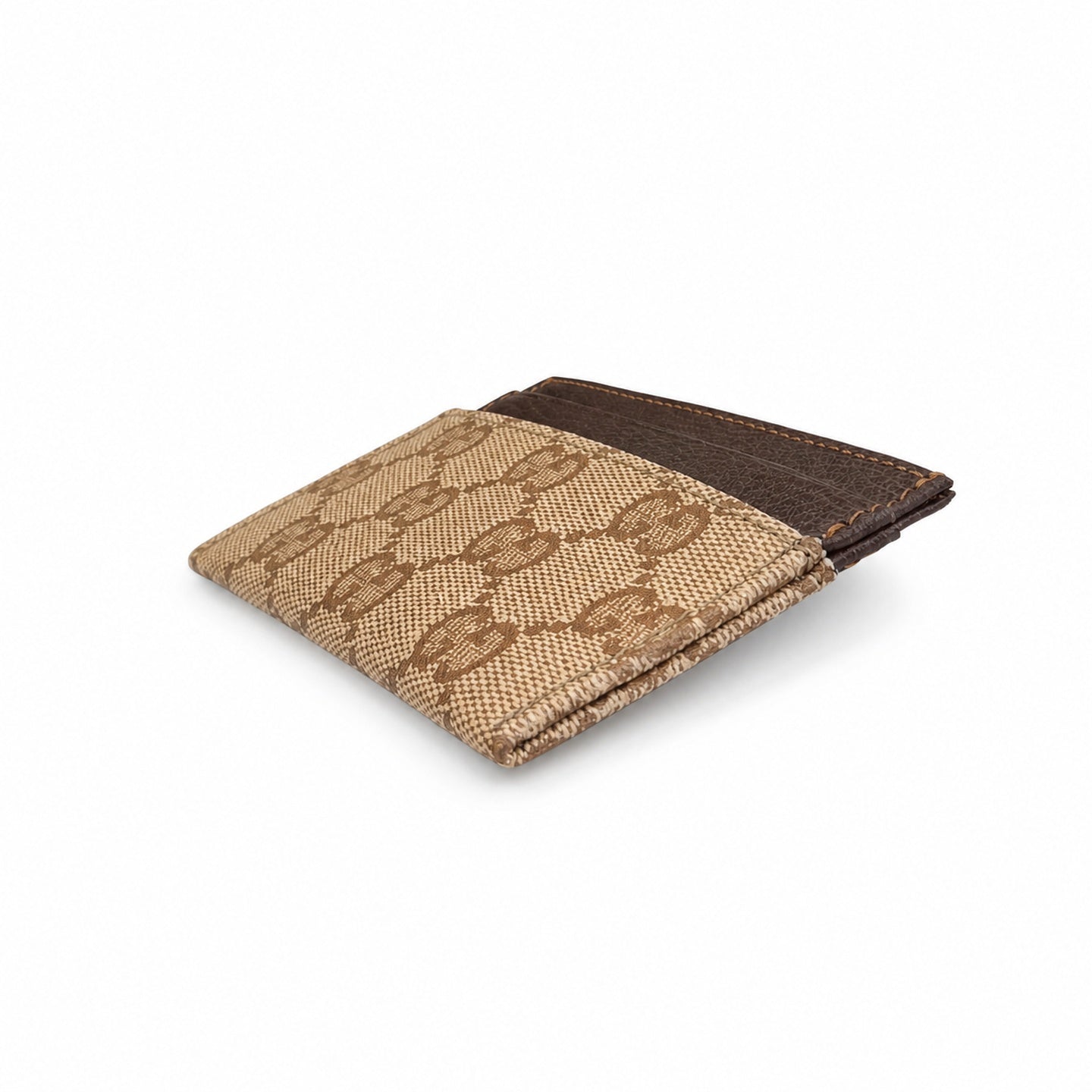 Gucci Canvas Leather Brown Gold Silver Bag