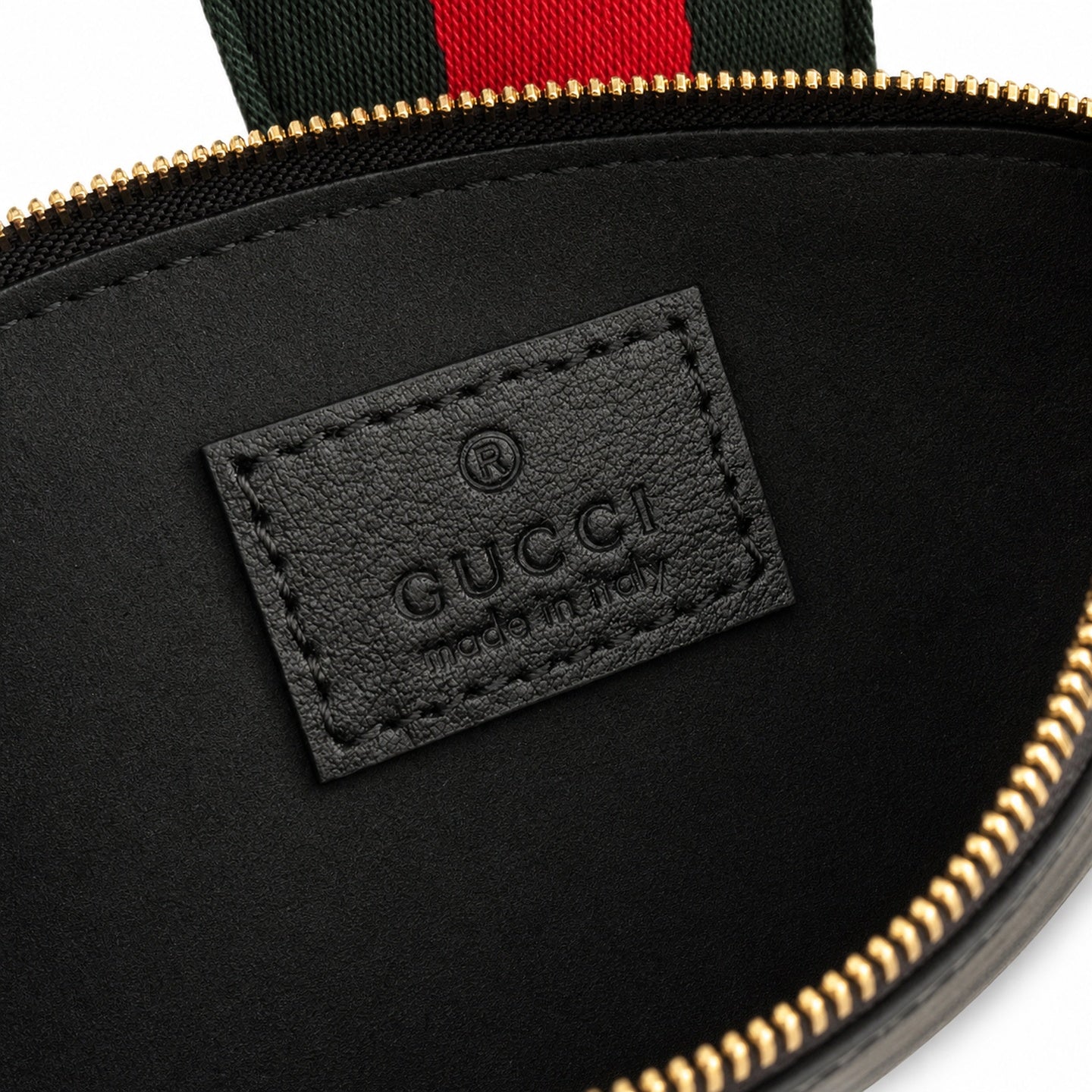 Gucci Giglio Leather Black Beige Gold Clutch