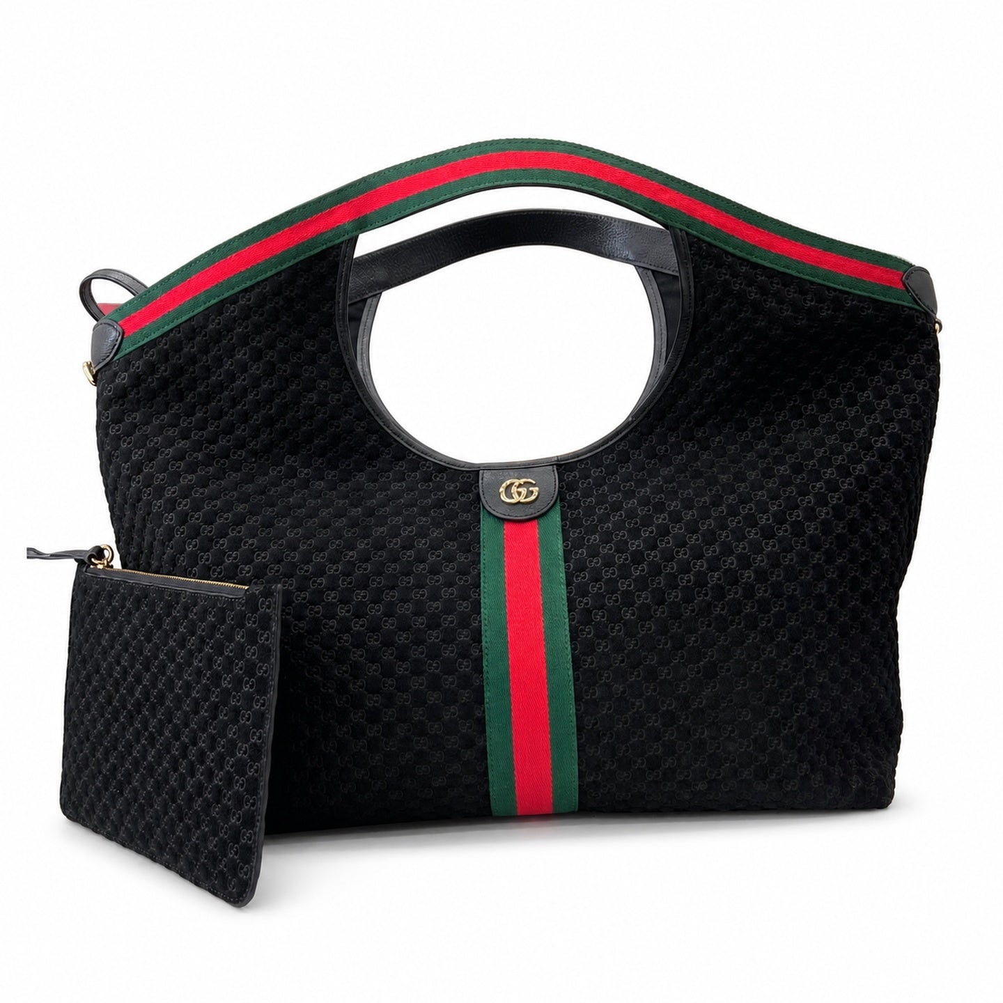 Gucci Giglio Cotton Suede Canvas Velvet Black Red Green Gold Handbag