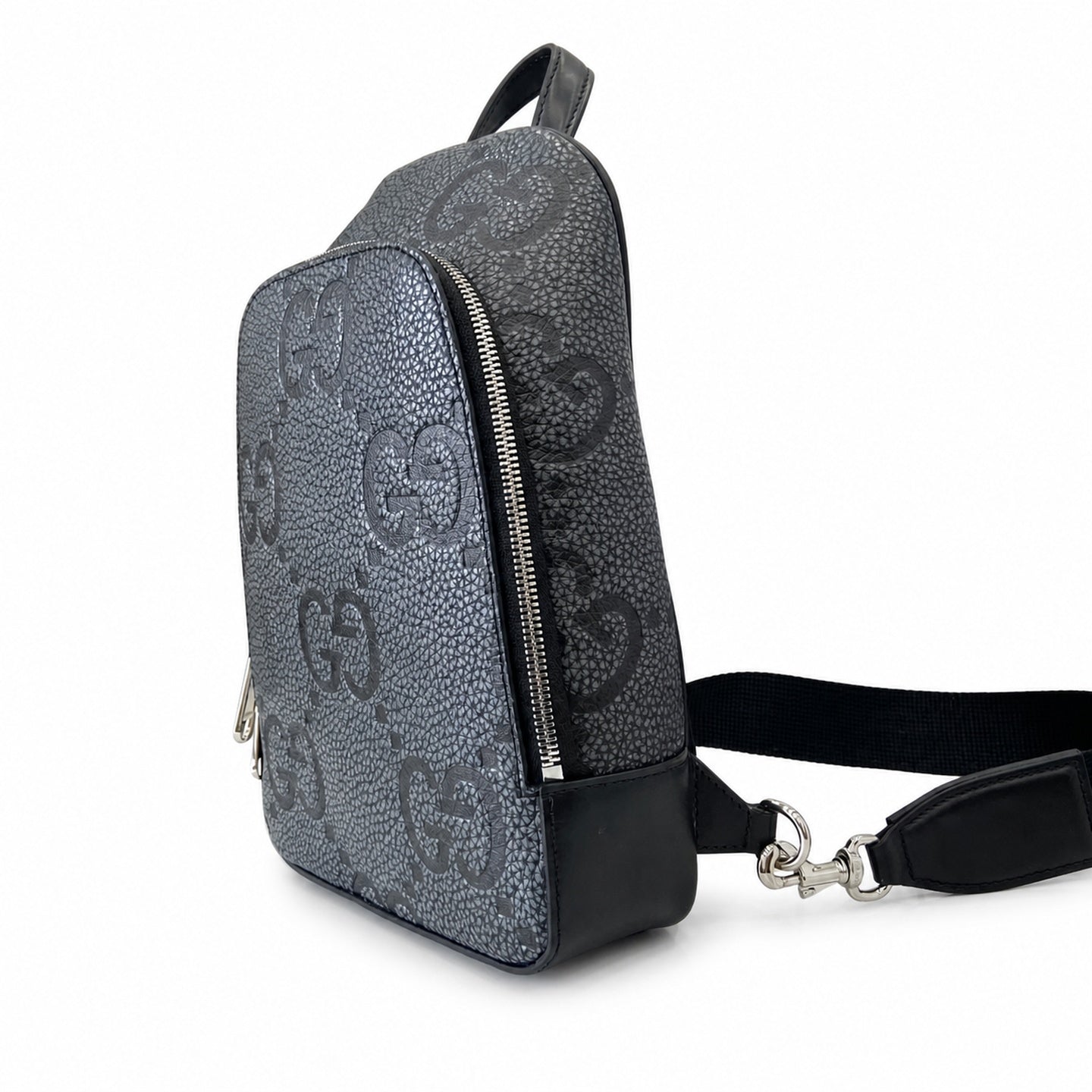 Gucci Cotton Leather Black Gray Crossbody Bag