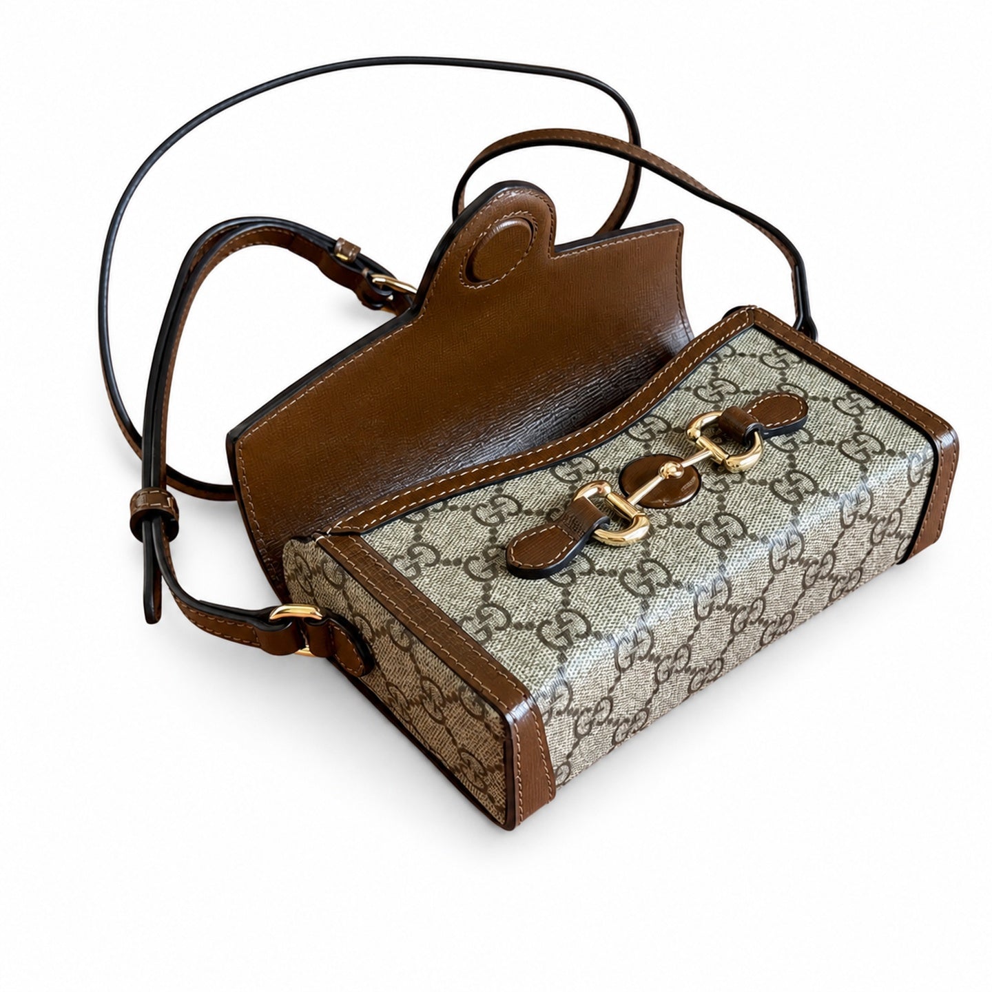 Gucci Horsebit 1955 Mini Cotton Canvas Leather Black Beige Brown Handbag
