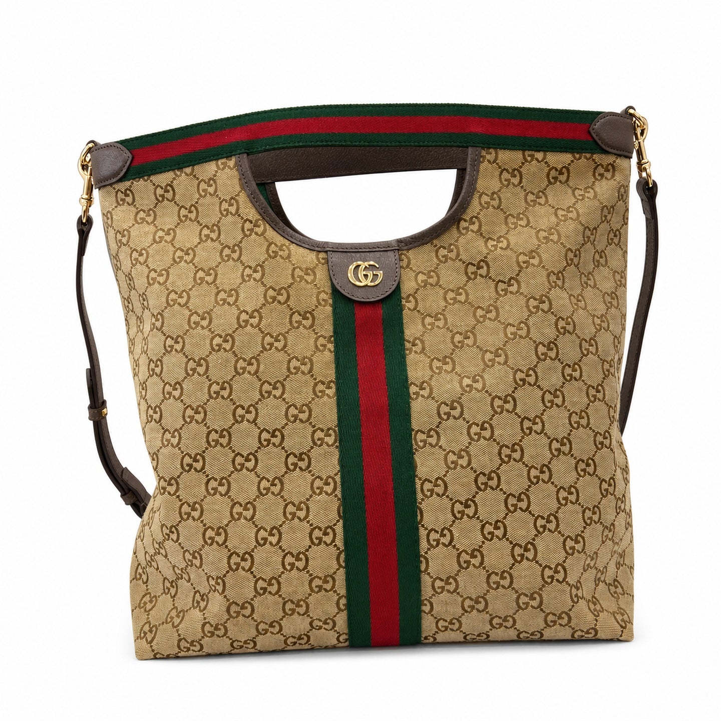 Gucci Giglio Men's Cotton Canvas Leather Black Beige Brown Red Green Gold Handbag