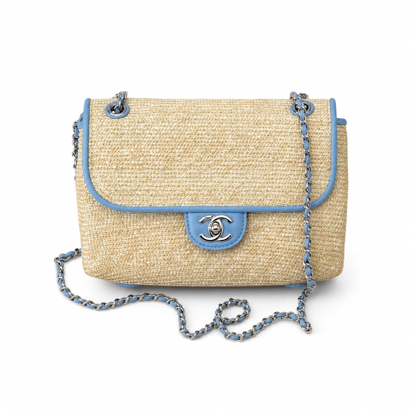 Chanel 25 Large Raffia Leather Gold Bag