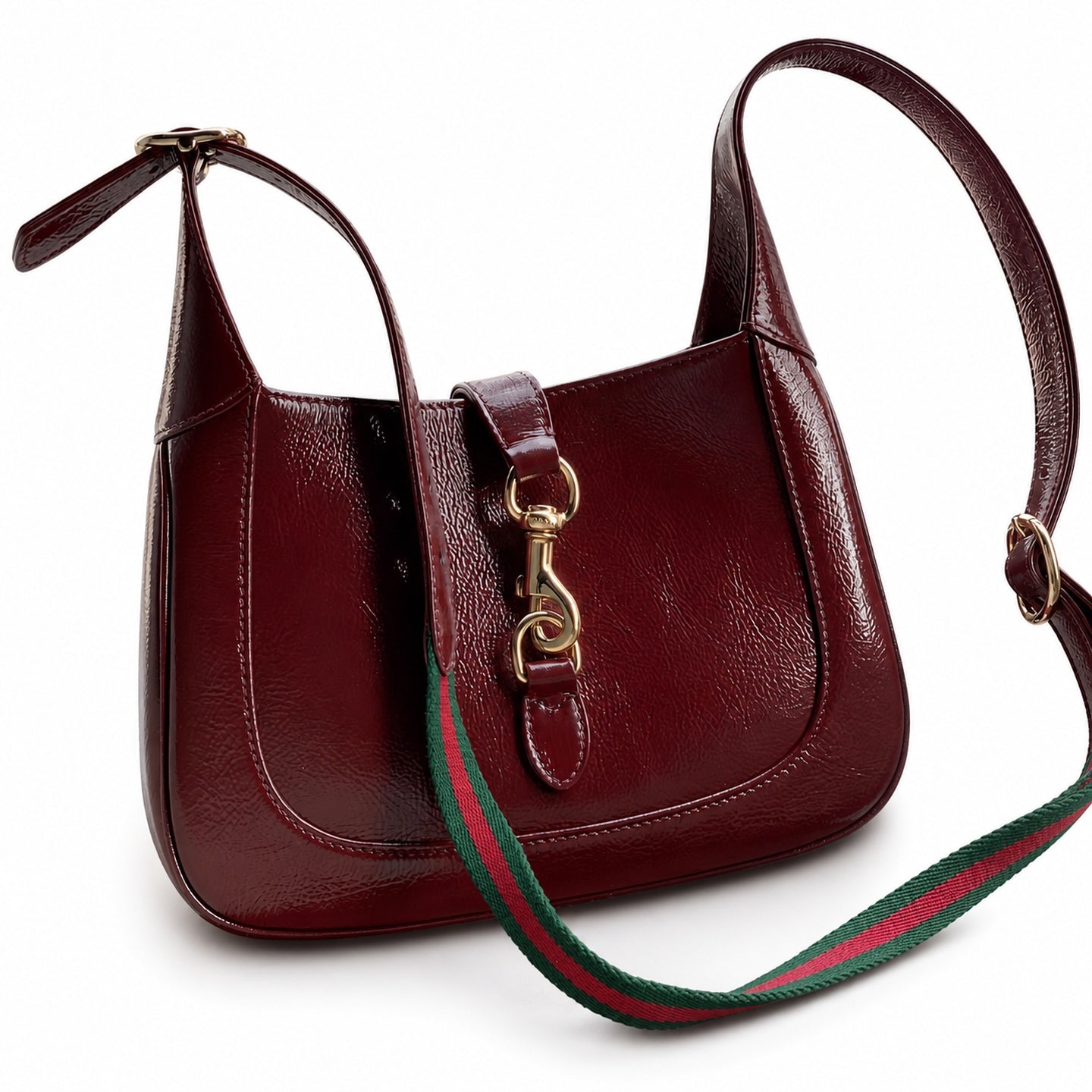 Gucci Small Leather Red Green Gold Shoulder Bag