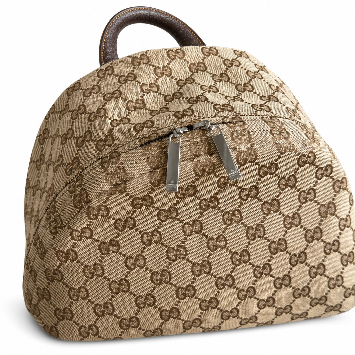 Gucci Quilted Canvas Leather Brown Red Green Silver Backpack