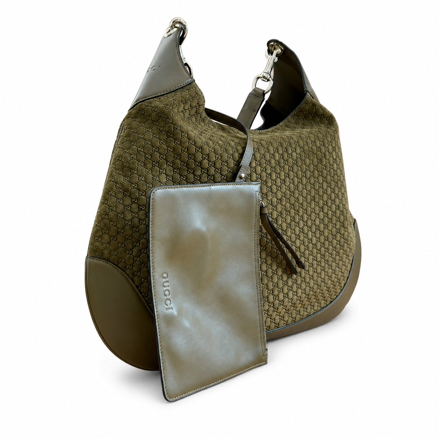 Gucci Medium Canvas Leather Brown Green Bag