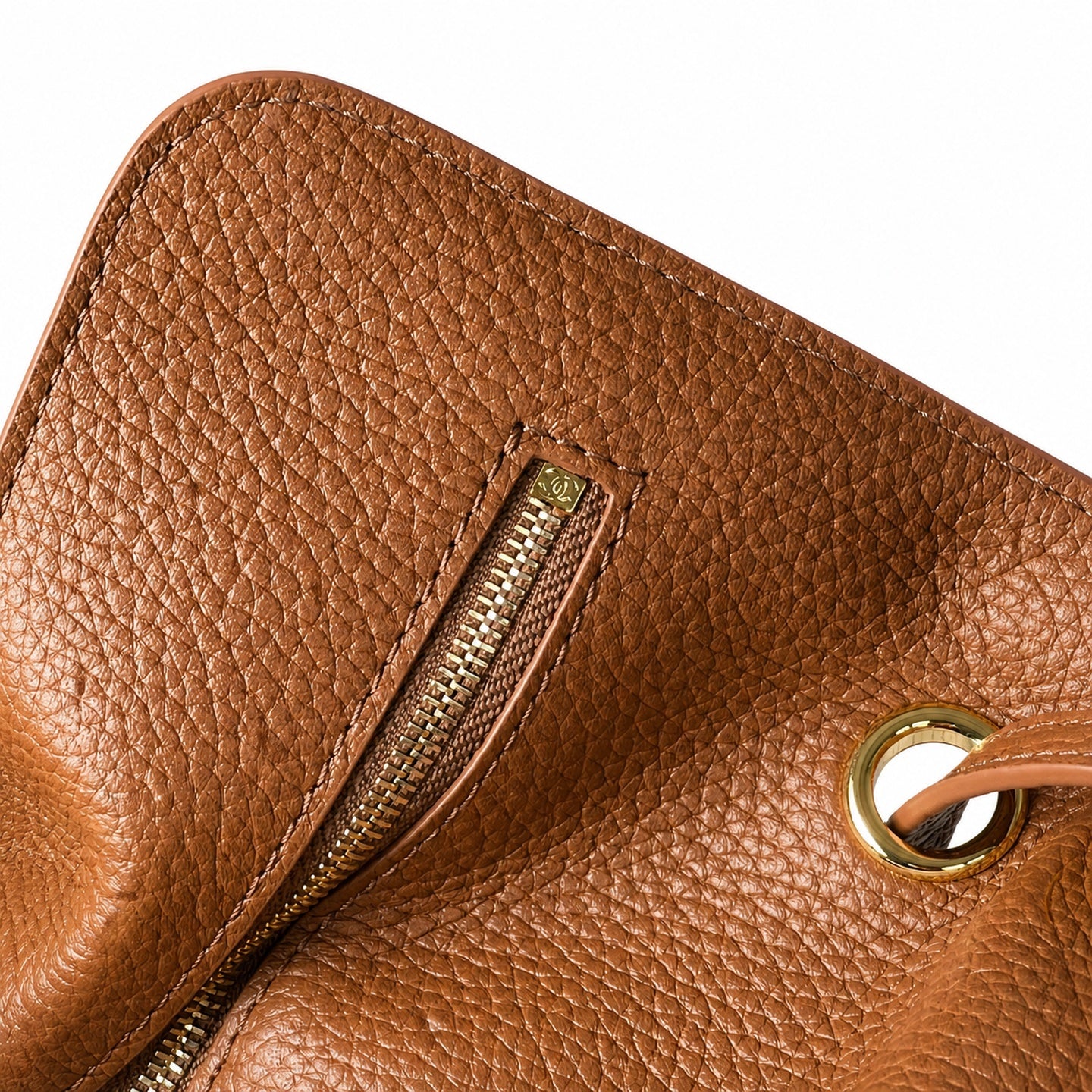 Chanel Small Leather Brown Gold Bag
