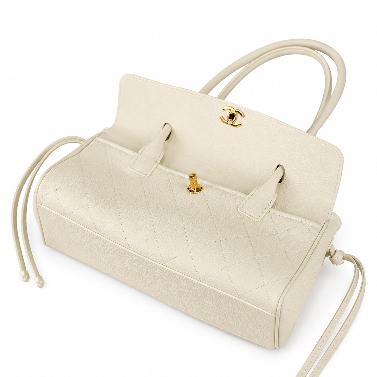 Chanel Leather White Blue Gold Bag