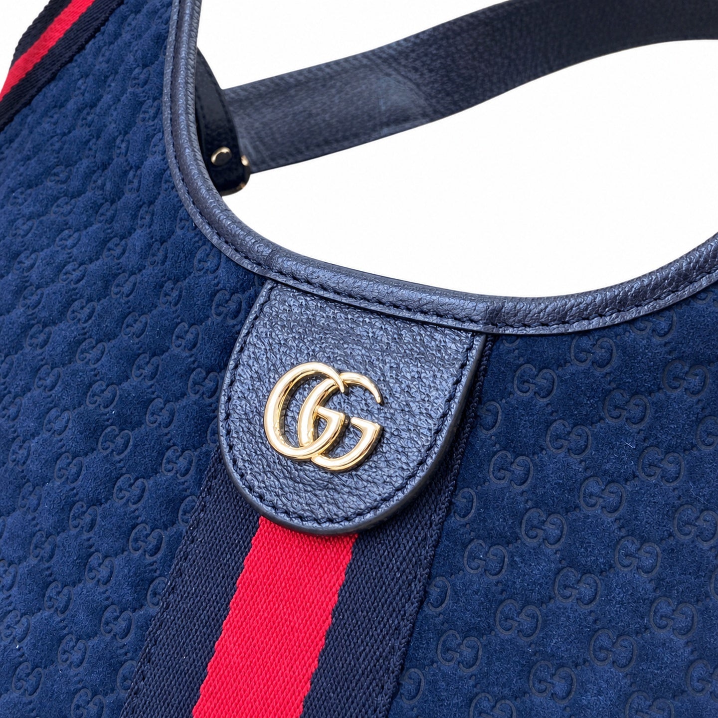 Gucci Giglio Small Cotton Suede Canvas Velvet Leather Red Blue Gold Tote Bag