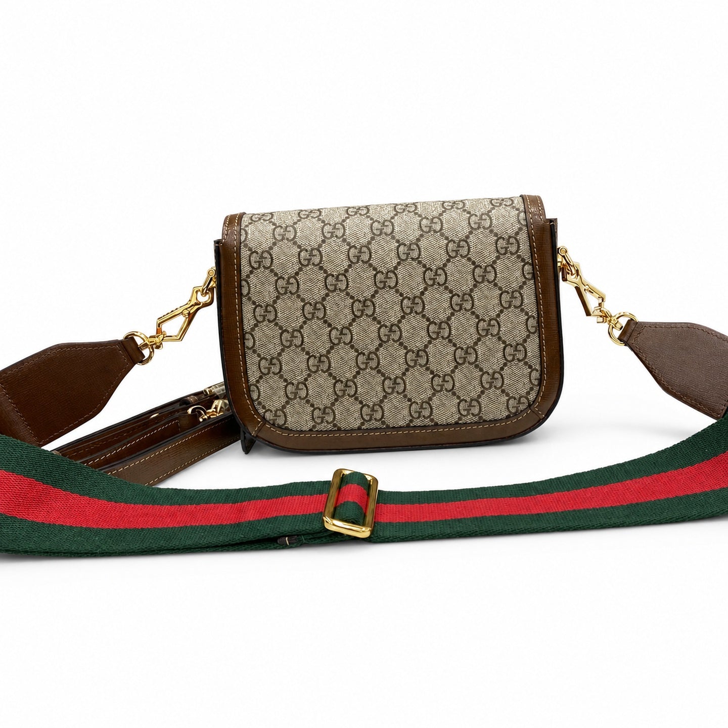 Gucci Horsebit 1955 Supreme Small Cotton Leather Beige Brown Red Green Gold Handbag