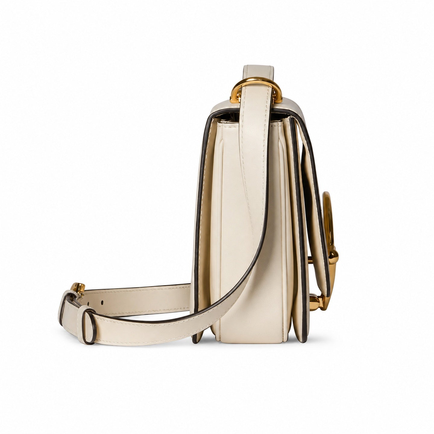 Gucci Horsebit Small Leather White Gold Shoulder Bag