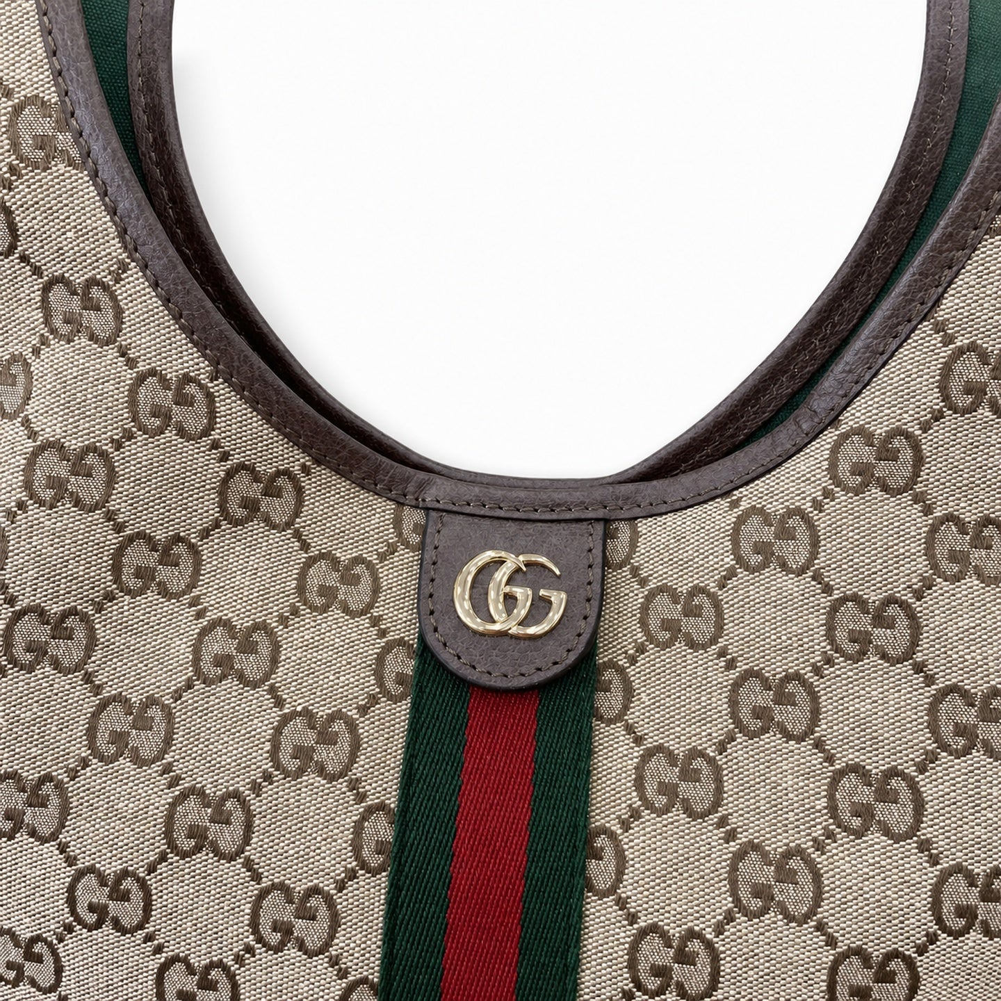 Gucci Giglio Cotton Canvas White Brown Red Green Tote Bag
