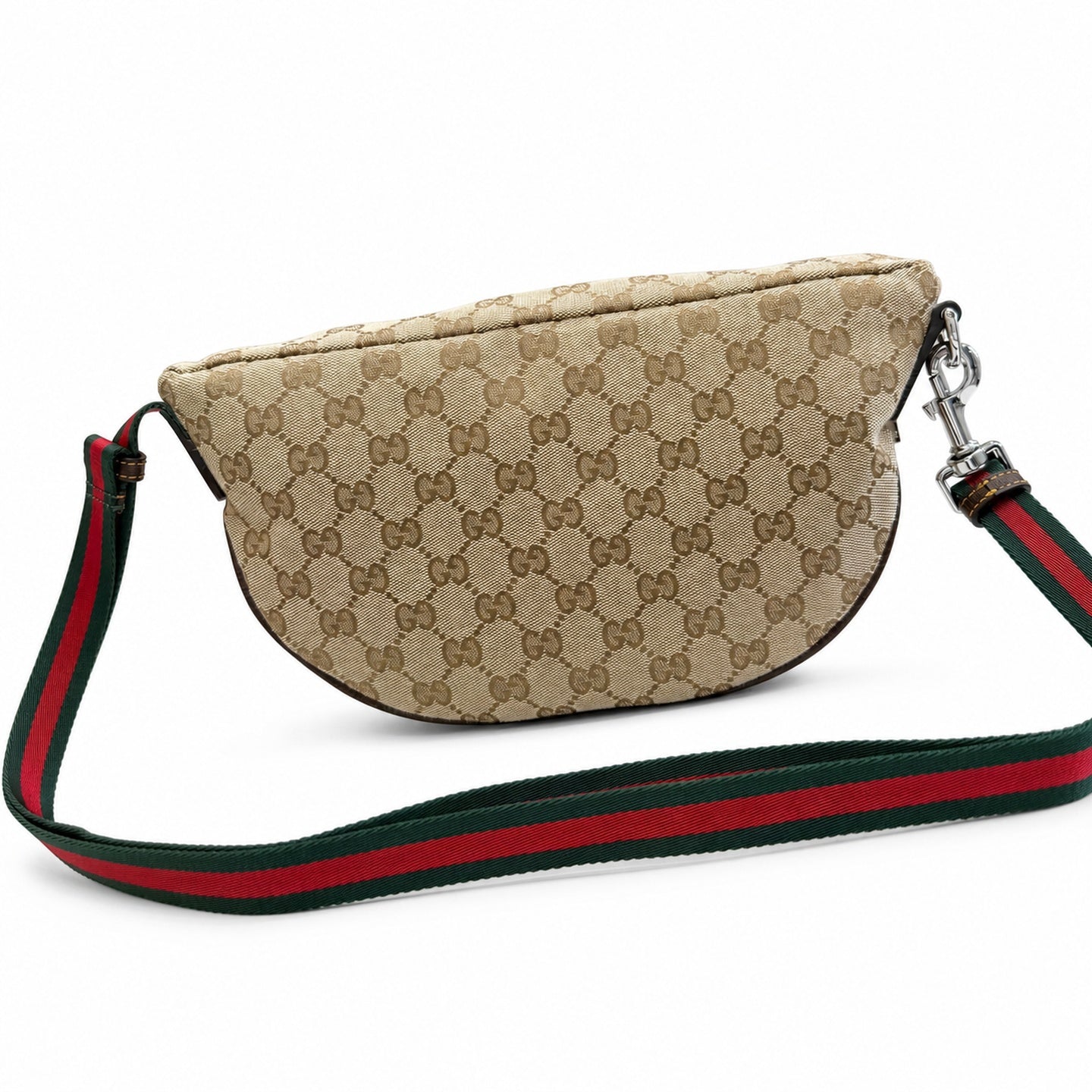 Gucci Canvas Brown Red Green Silver Bag