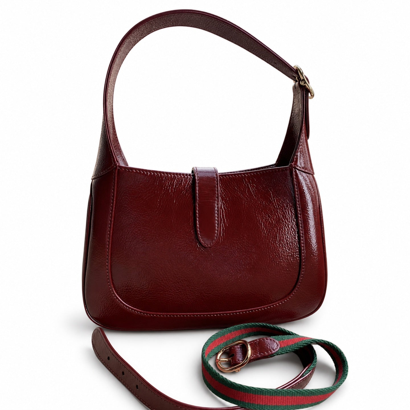 Gucci Small Leather Red Green Gold Shoulder Bag