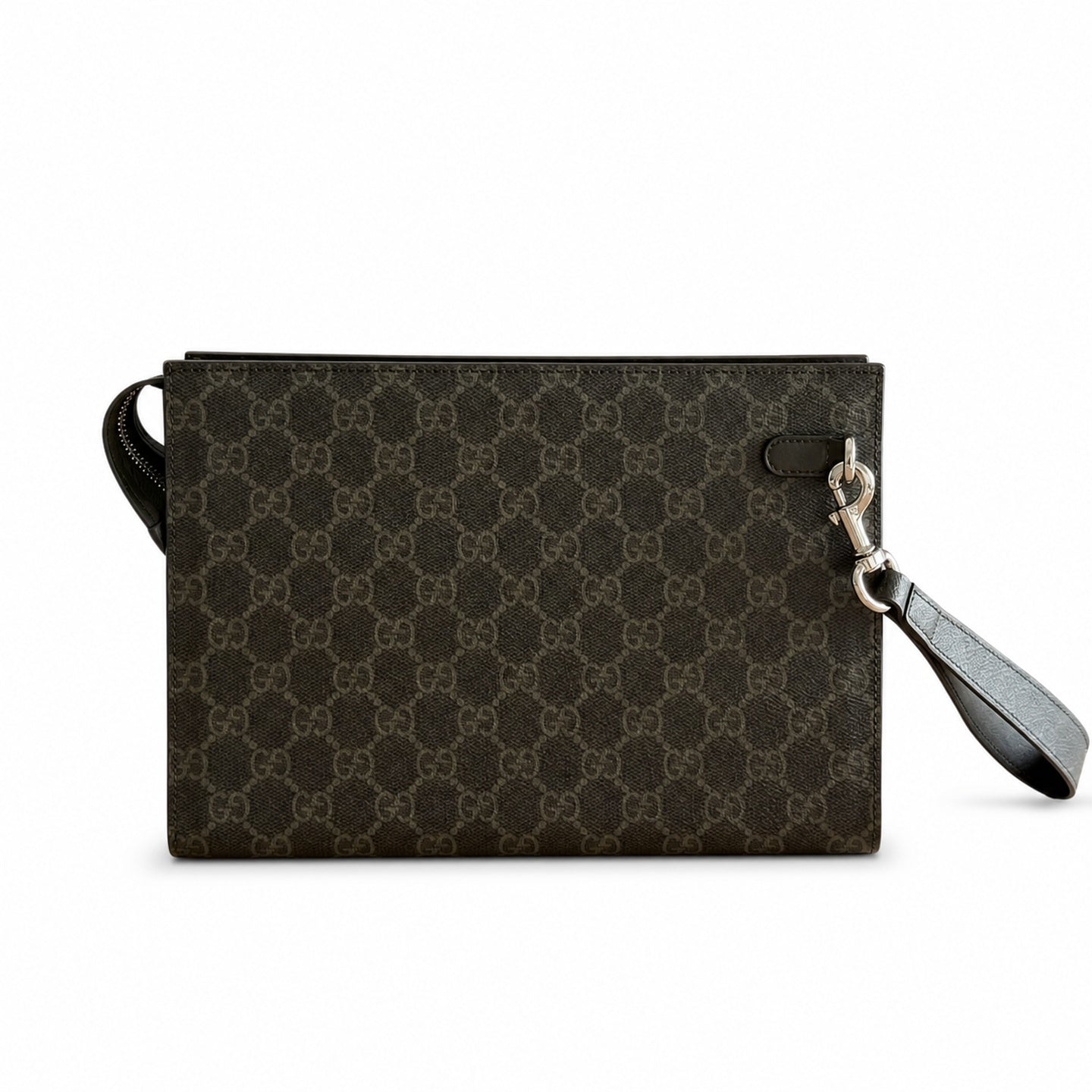 Gucci Supreme Cotton Canvas Leather Beige Red Green Clutch