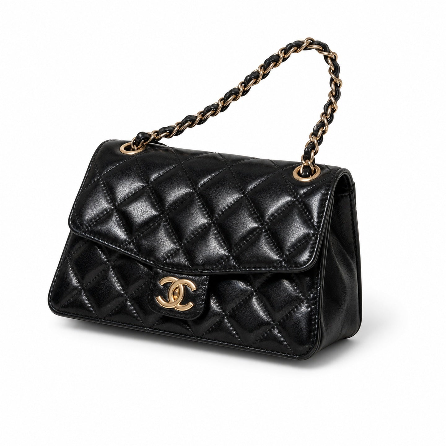 Chanel Medium Knit Patent Leather Bag
