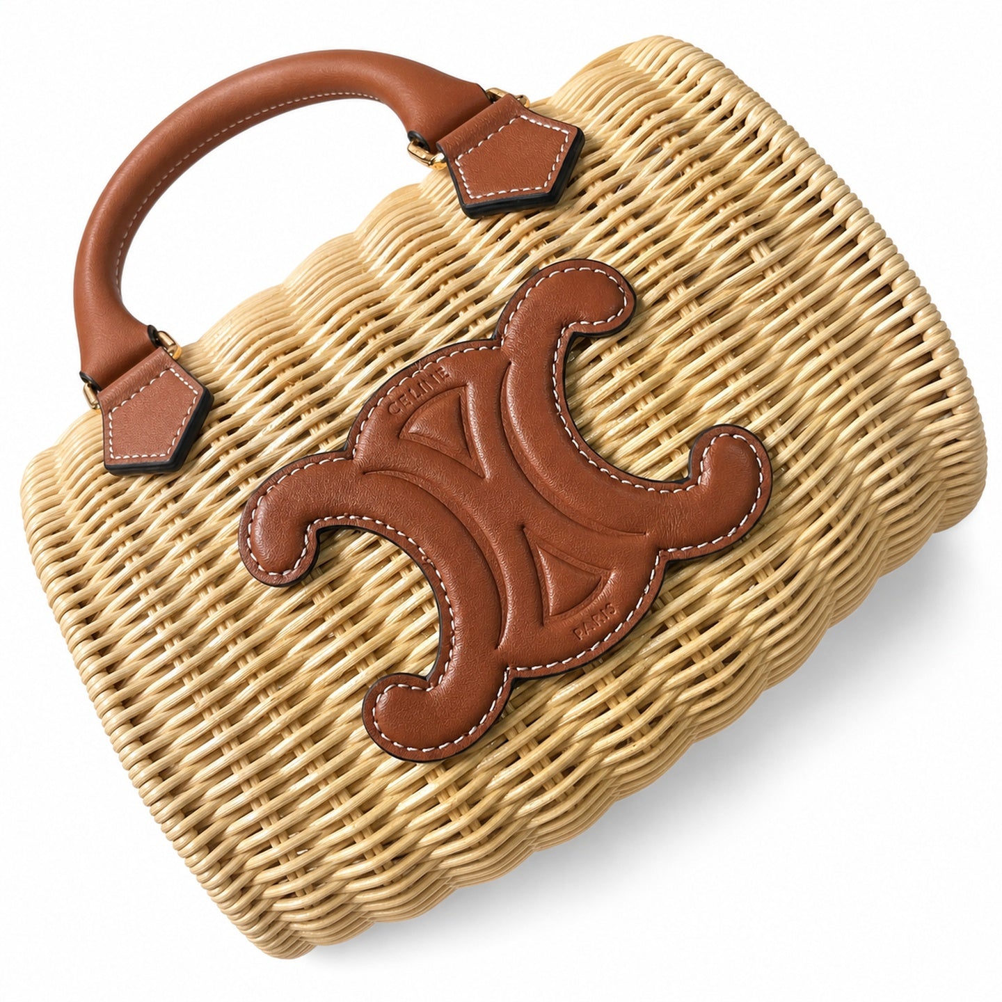 Celine Boston Leather Brown Gold Handbag