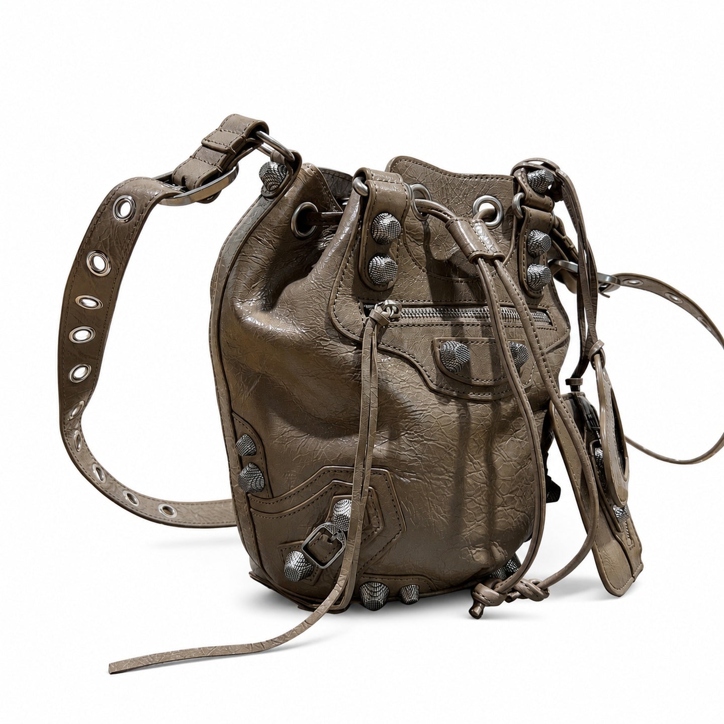 Balenciaga Large Leather Khaki Bag