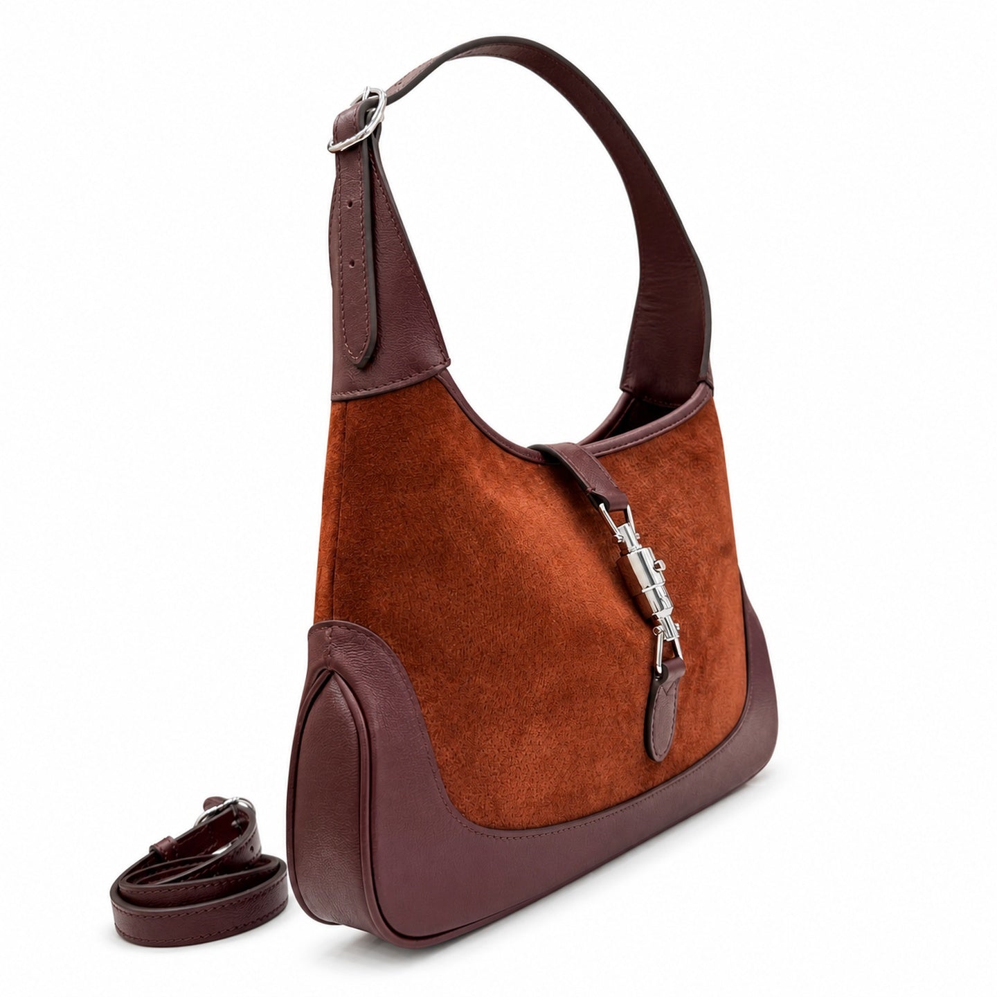 Gucci Leather Brown Silver Bag