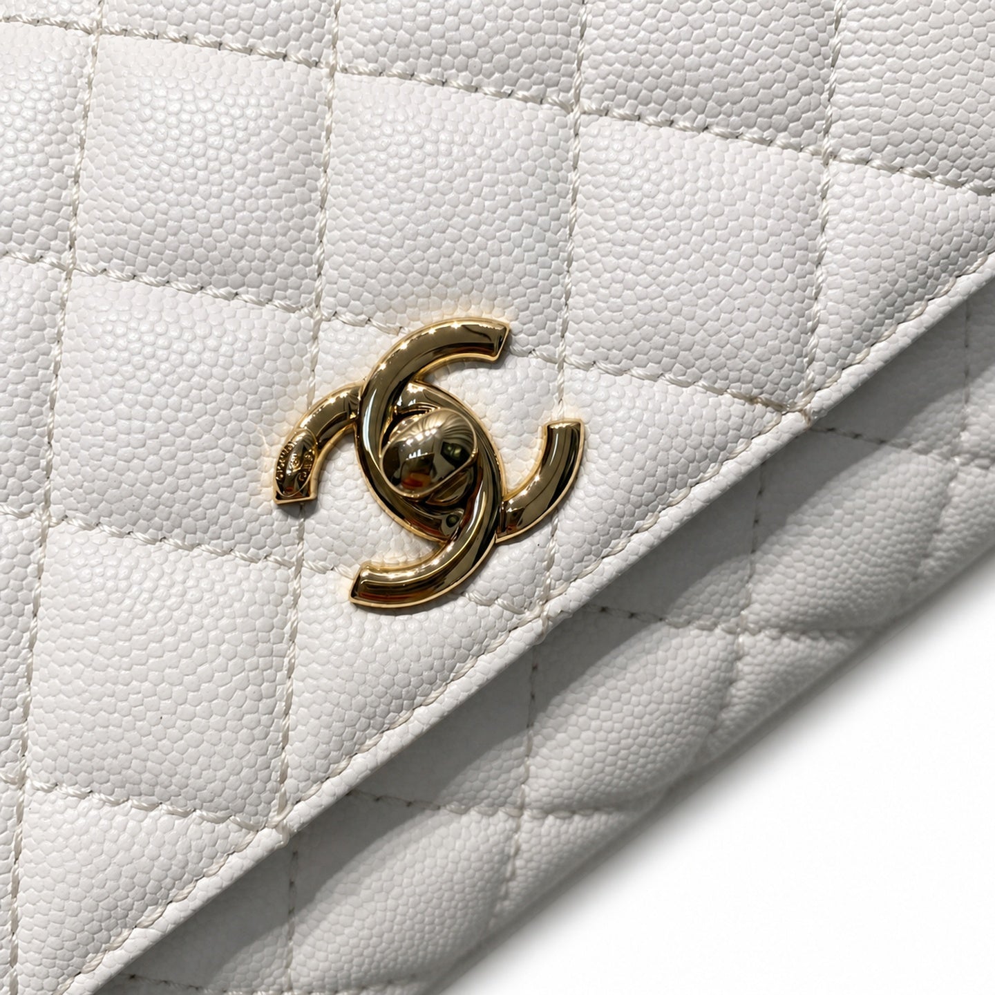 Chanel Leather White Gold Bag