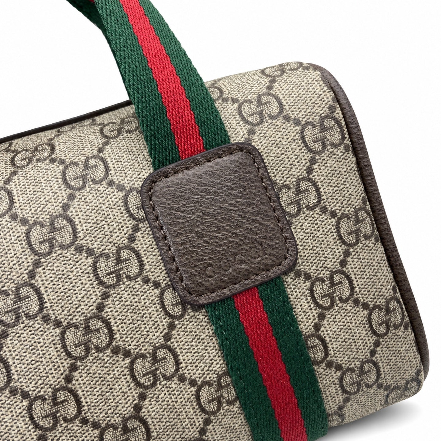 Gucci Mini Cotton Canvas Leather Beige Brown Green Gold Bag